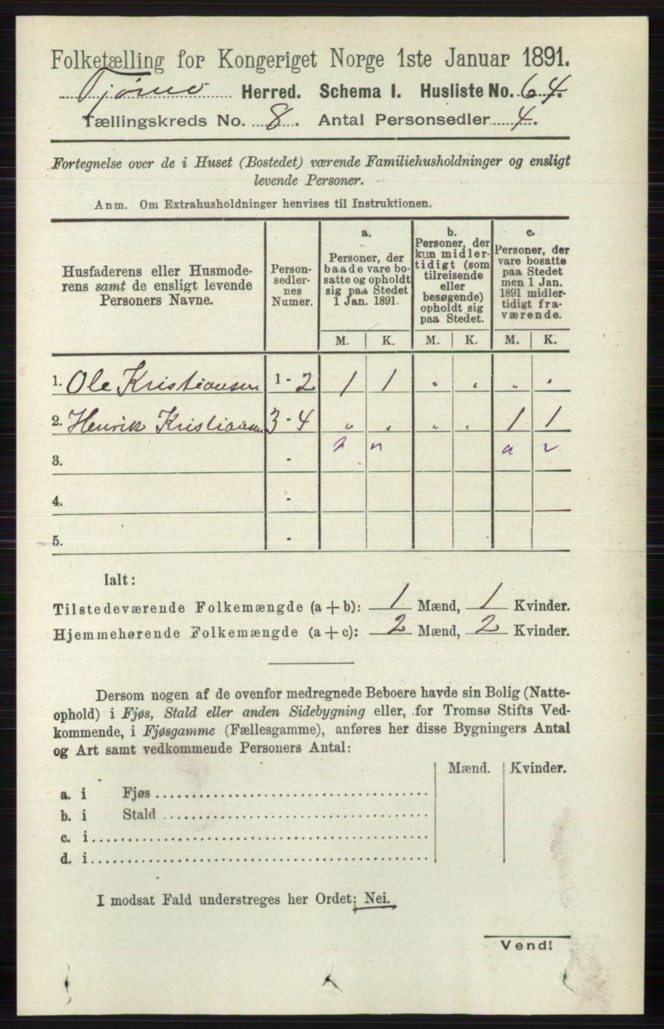 RA, 1891 census for 0723 Tjøme, 1891, p. 2784