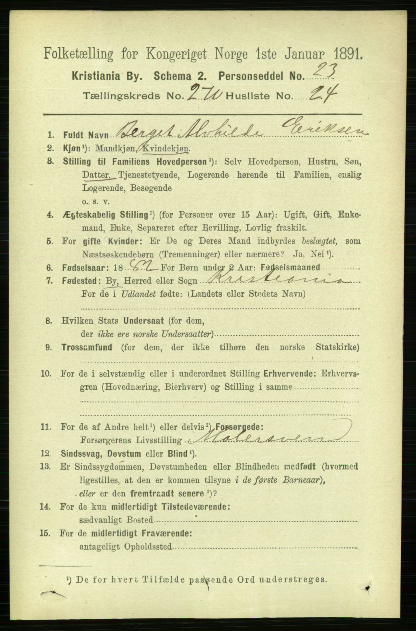 RA, 1891 census for 0301 Kristiania, 1891, p. 164480