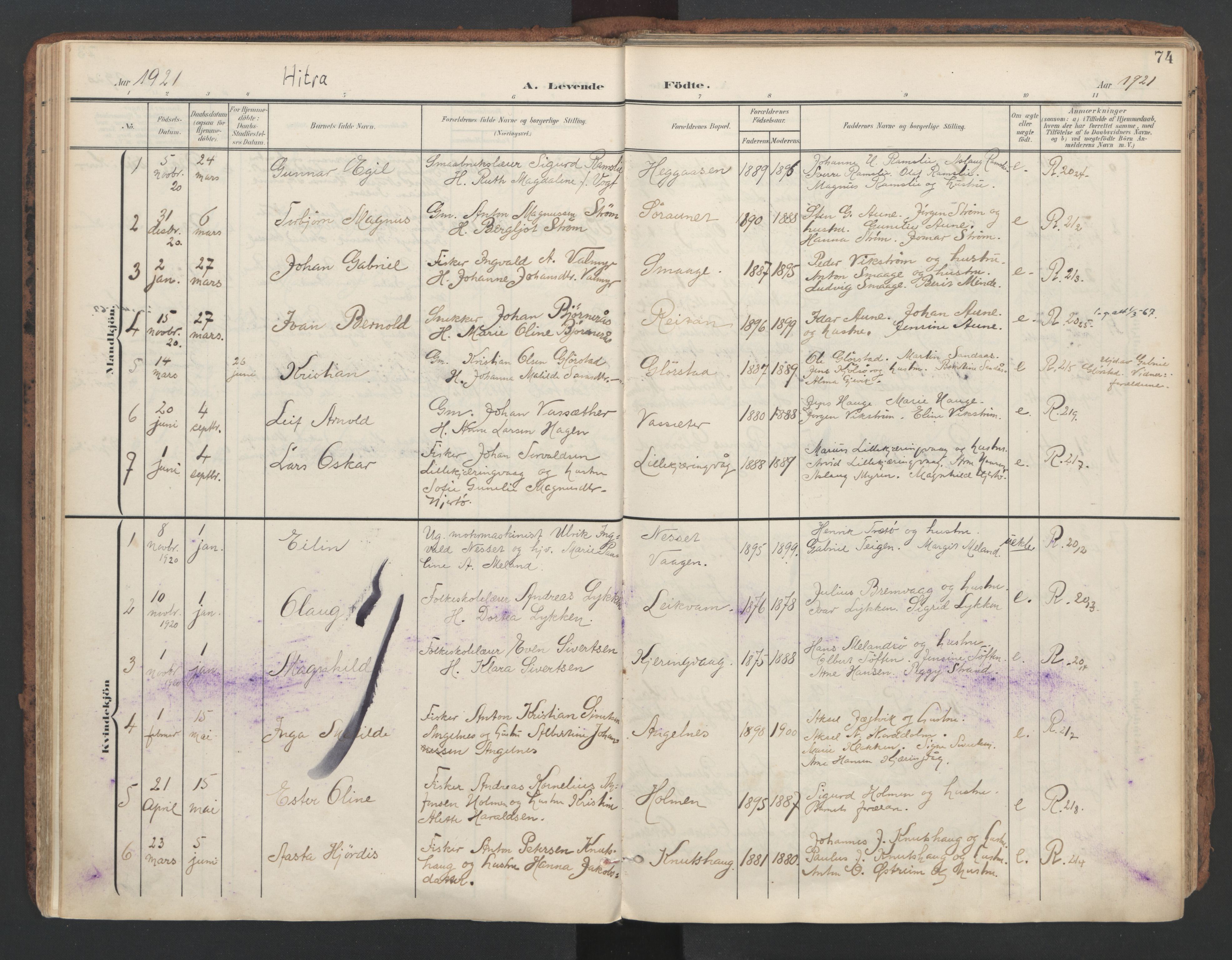 Ministerialprotokoller, klokkerbøker og fødselsregistre - Sør-Trøndelag, SAT/A-1456/634/L0537: Parish register (official) no. 634A13, 1896-1922, p. 74