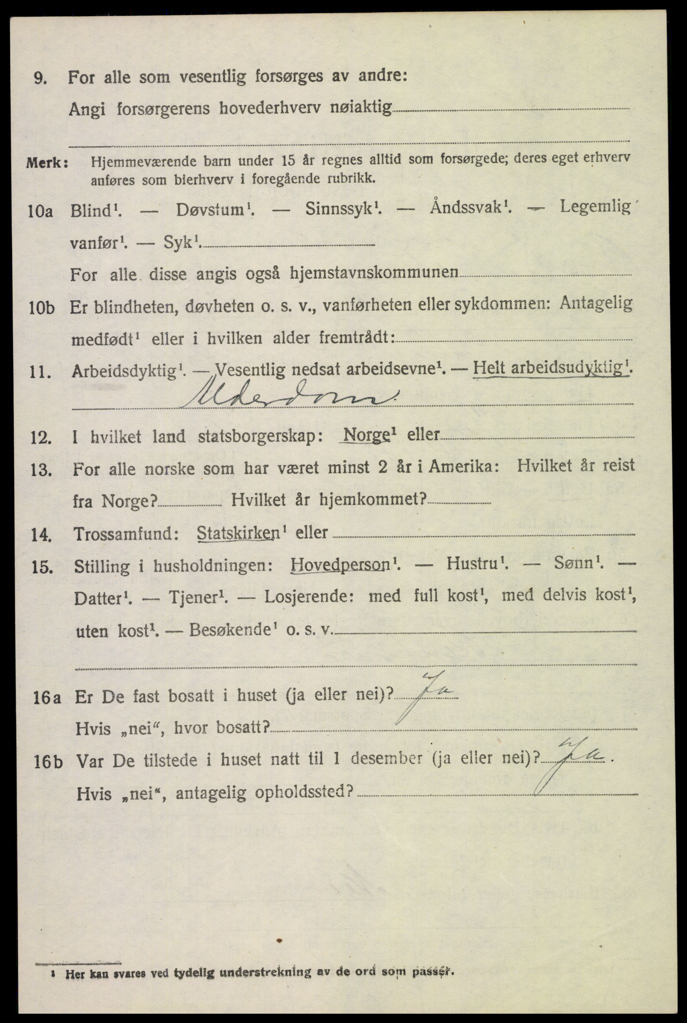 SAH, 1920 census for Vestre Toten, 1920, p. 8907