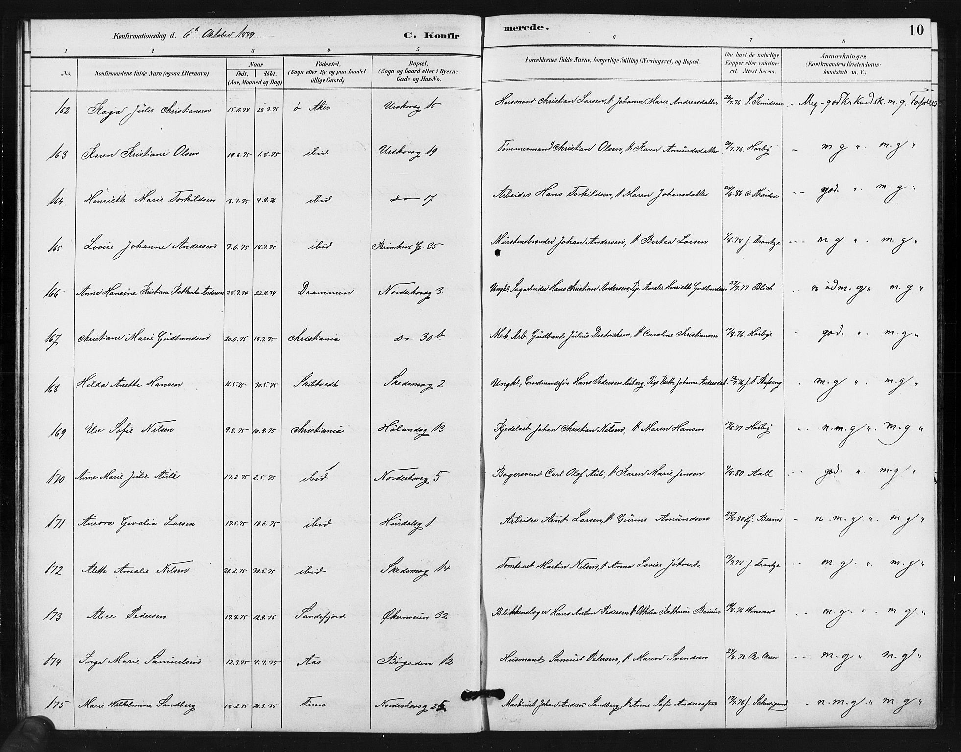 Kampen prestekontor Kirkebøker, AV/SAO-A-10853/F/Fa/L0006: Parish register (official) no. I 6, 1889-1896, p. 10