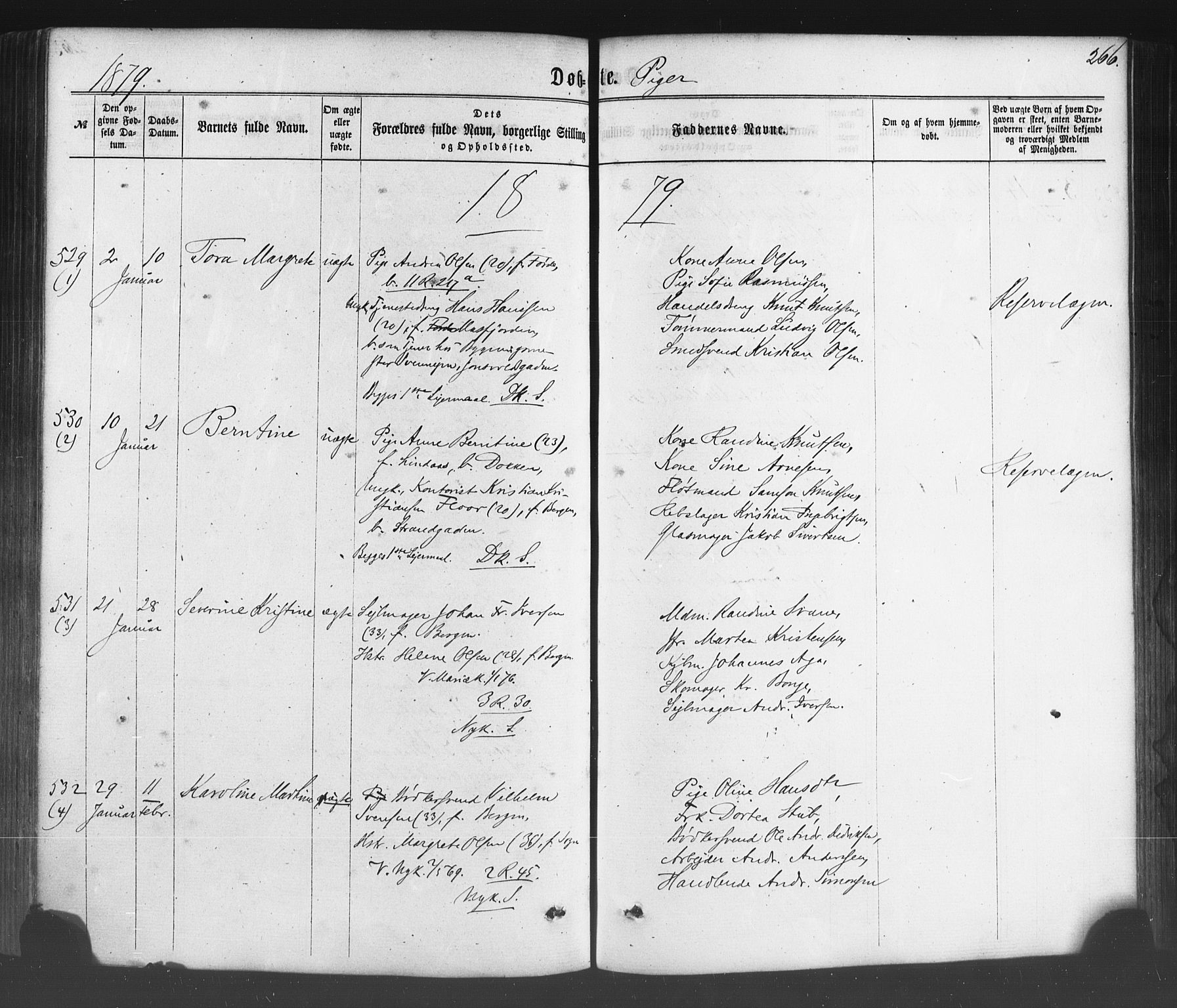 Fødselsstiftelsens sokneprestembete*, SAB/-: Parish register (official) no. A 1, 1863-1883, p. 266