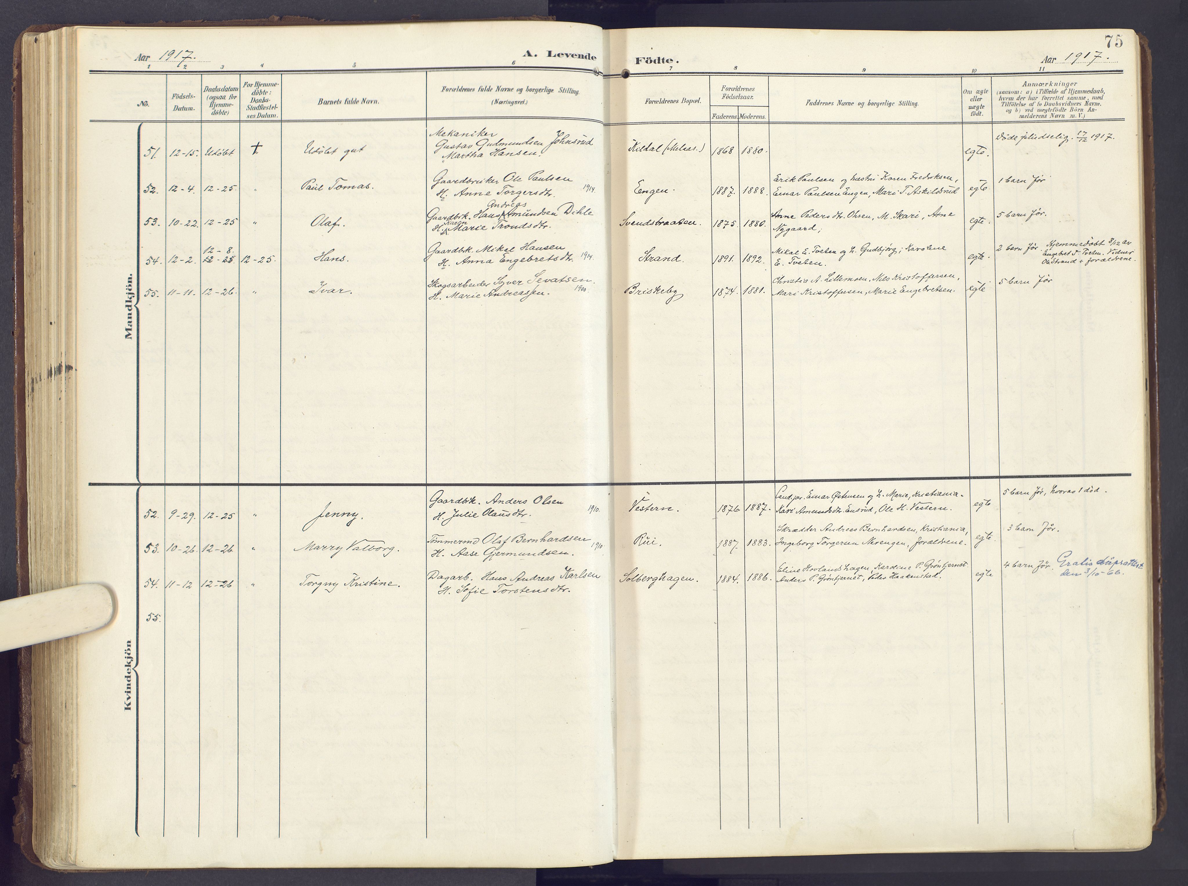 Lunner prestekontor, SAH/PREST-118/H/Ha/Haa/L0001: Parish register (official) no. 1, 1907-1922, p. 75