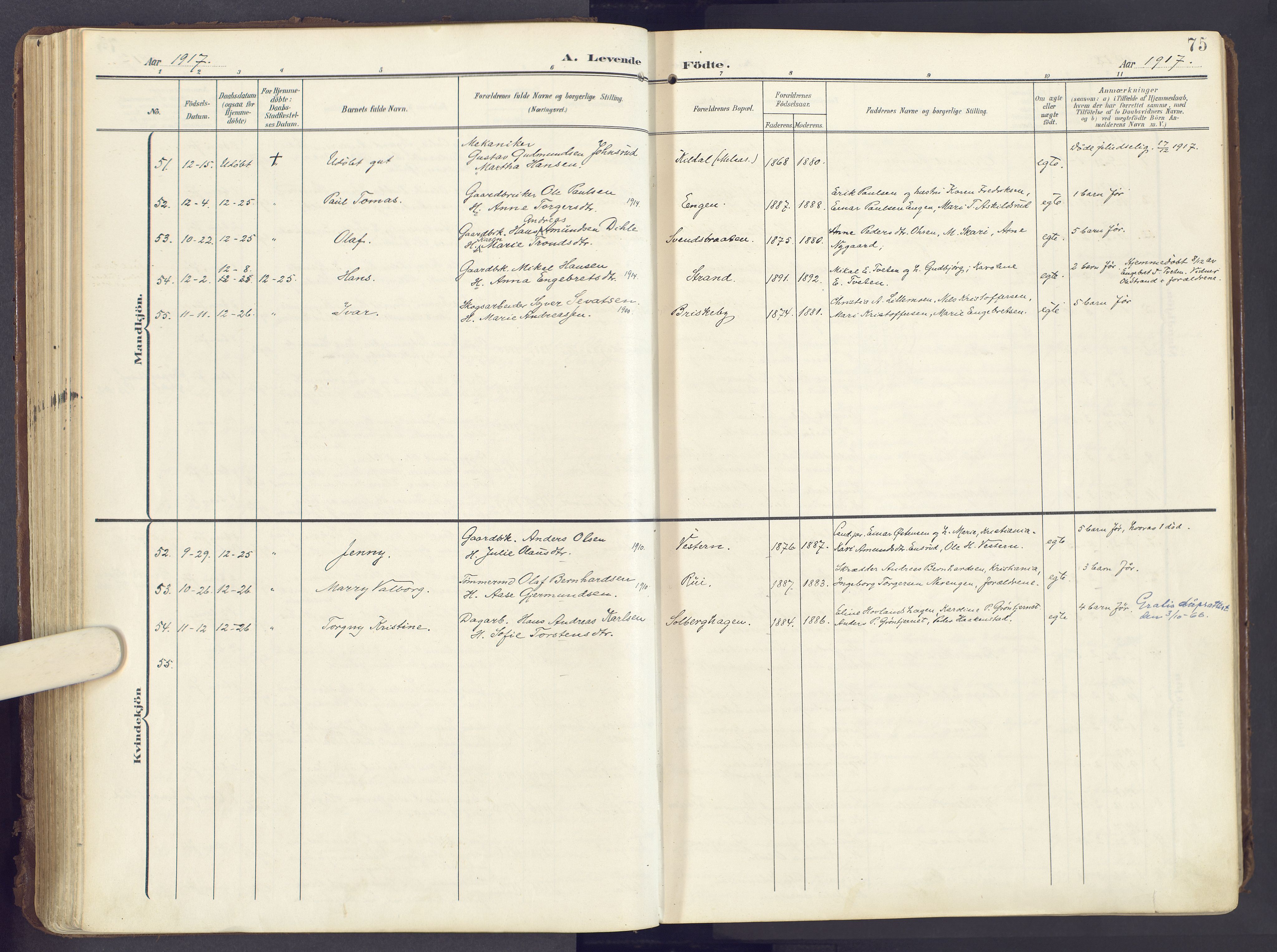 Lunner prestekontor, AV/SAH-PREST-118/H/Ha/Haa/L0001: Parish register (official) no. 1, 1907-1922, p. 75