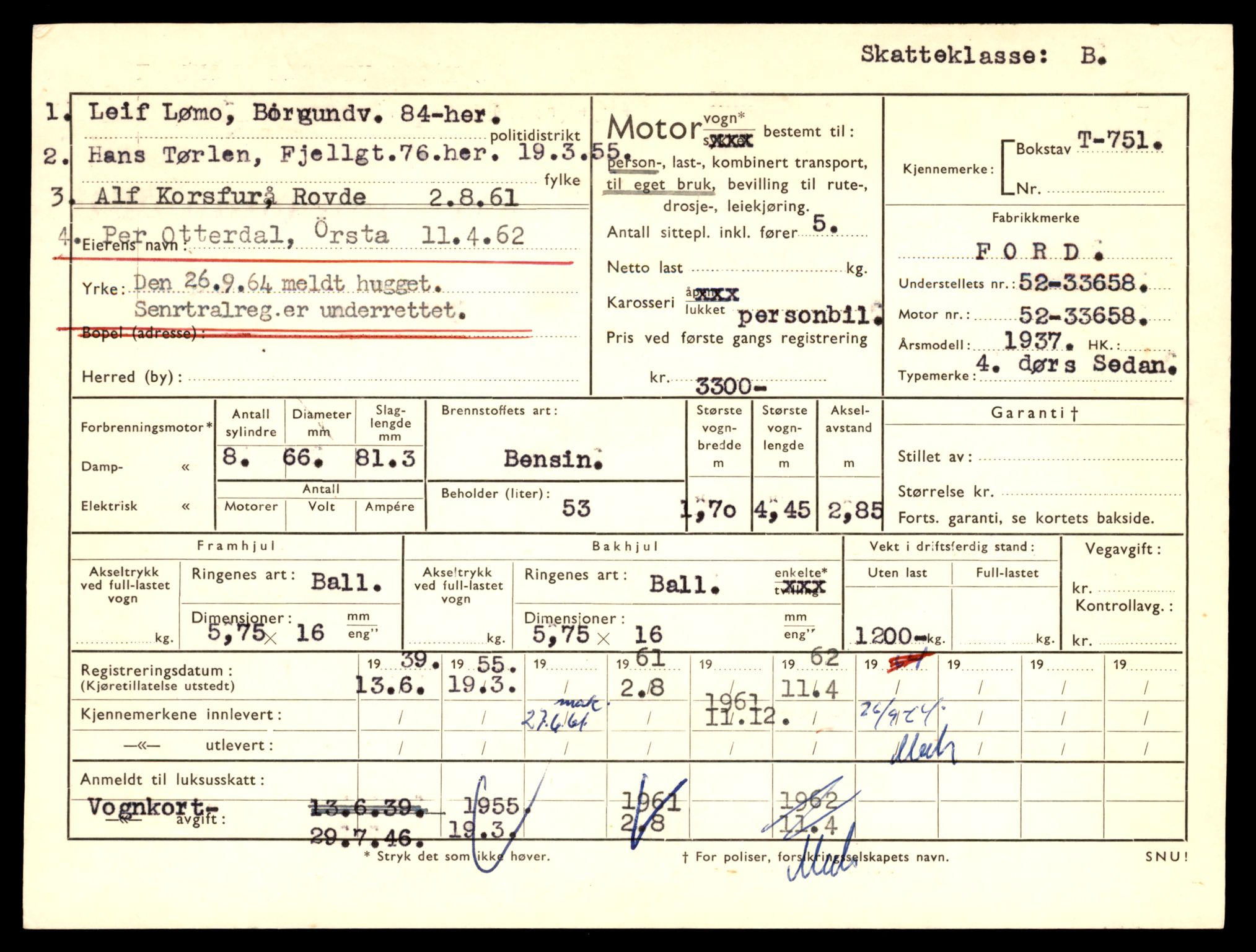 Møre og Romsdal vegkontor - Ålesund trafikkstasjon, AV/SAT-A-4099/F/Fe/L0008: Registreringskort for kjøretøy T 747 - T 894, 1927-1998, p. 173