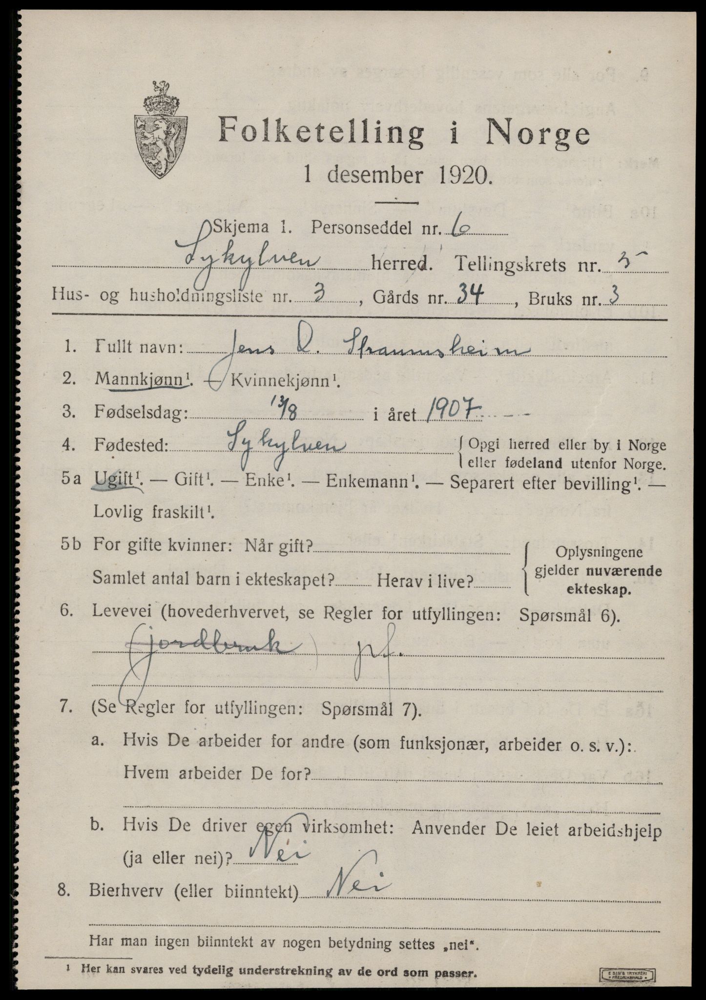 SAT, 1920 census for Sykkylven, 1920, p. 3231