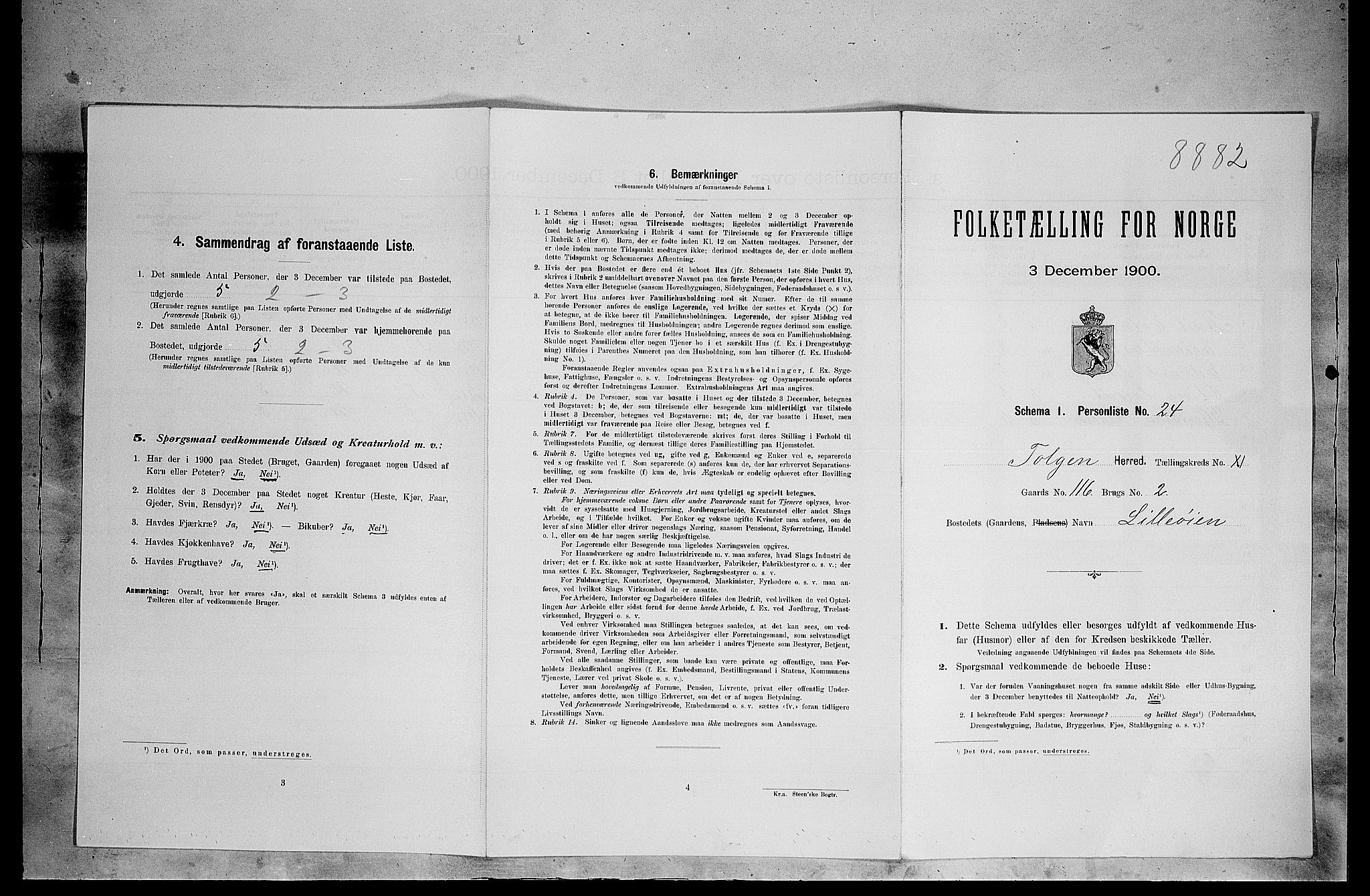 SAH, 1900 census for Tolga, 1900, p. 991