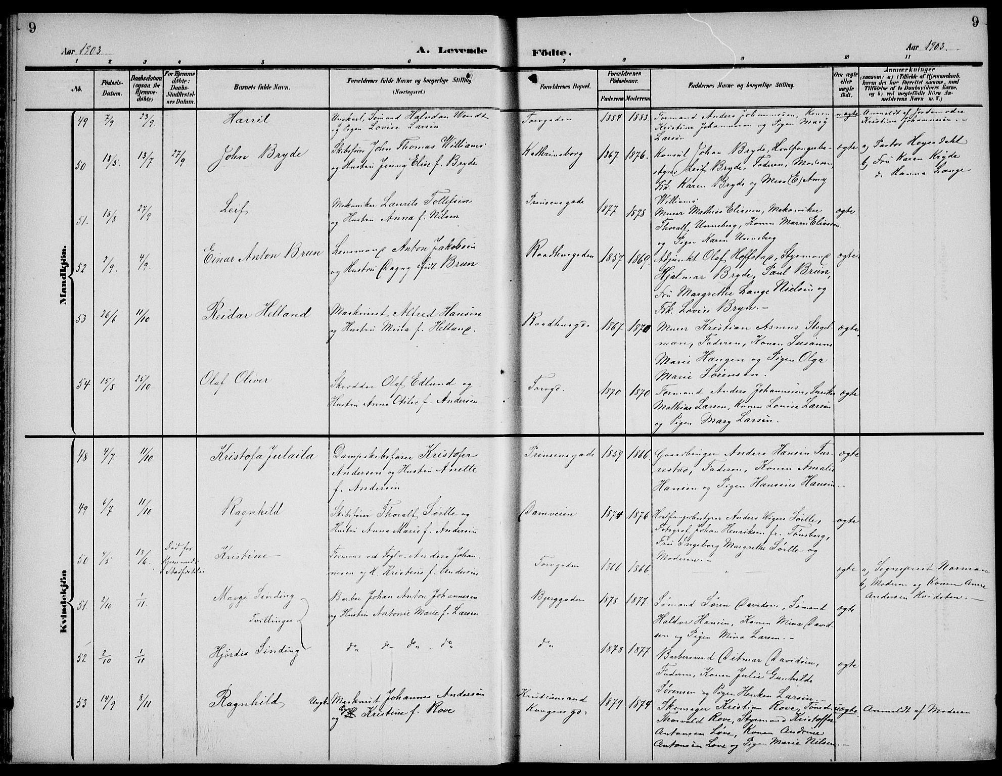 Sandefjord kirkebøker, AV/SAKO-A-315/G/Ga/L0003: Parish register (copy) no. 3, 1903-1920, p. 9