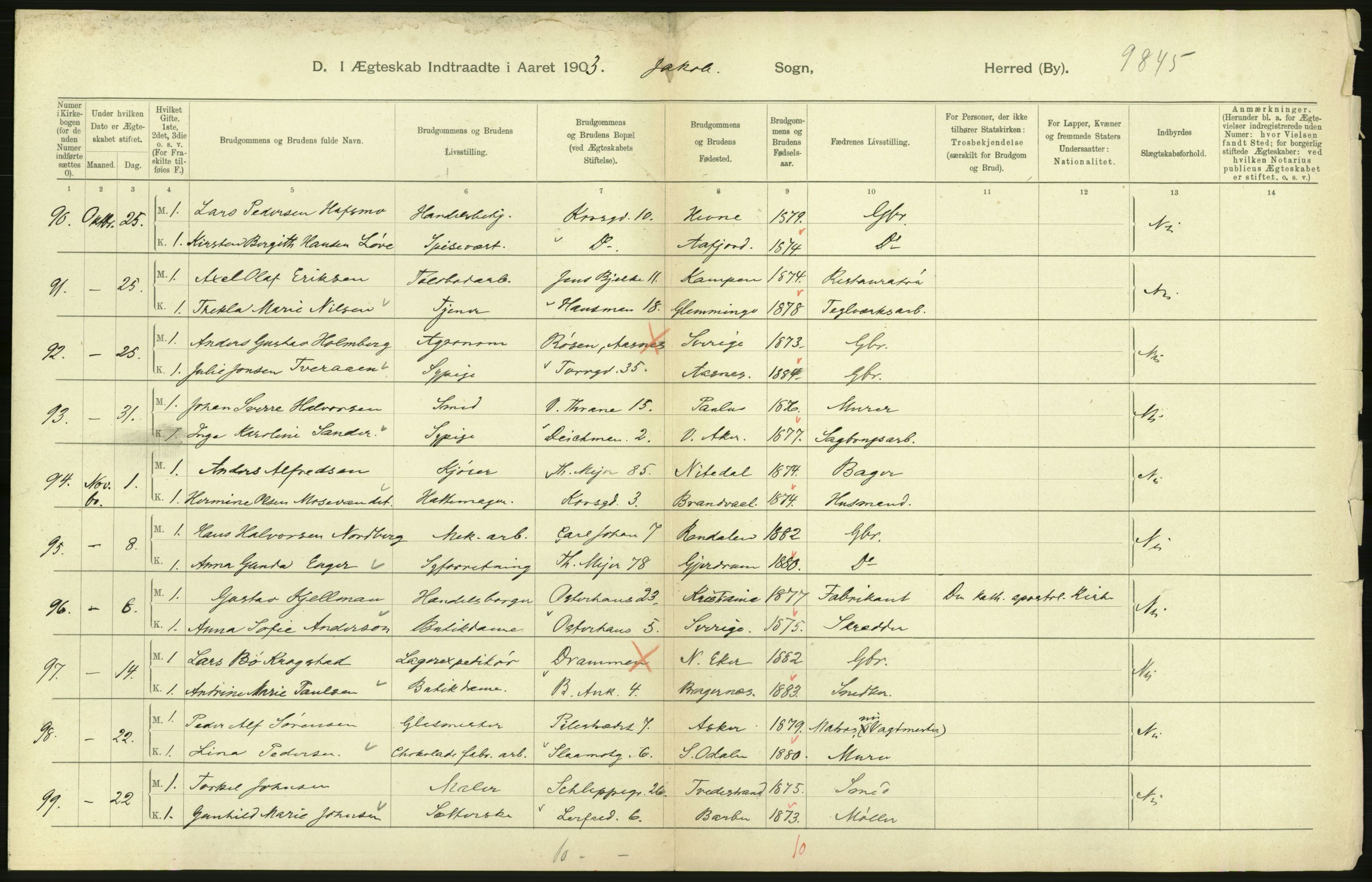 Statistisk sentralbyrå, Sosiodemografiske emner, Befolkning, AV/RA-S-2228/D/Df/Dfa/Dfaa/L0004: Kristiania: Gifte, døde, 1903, p. 569