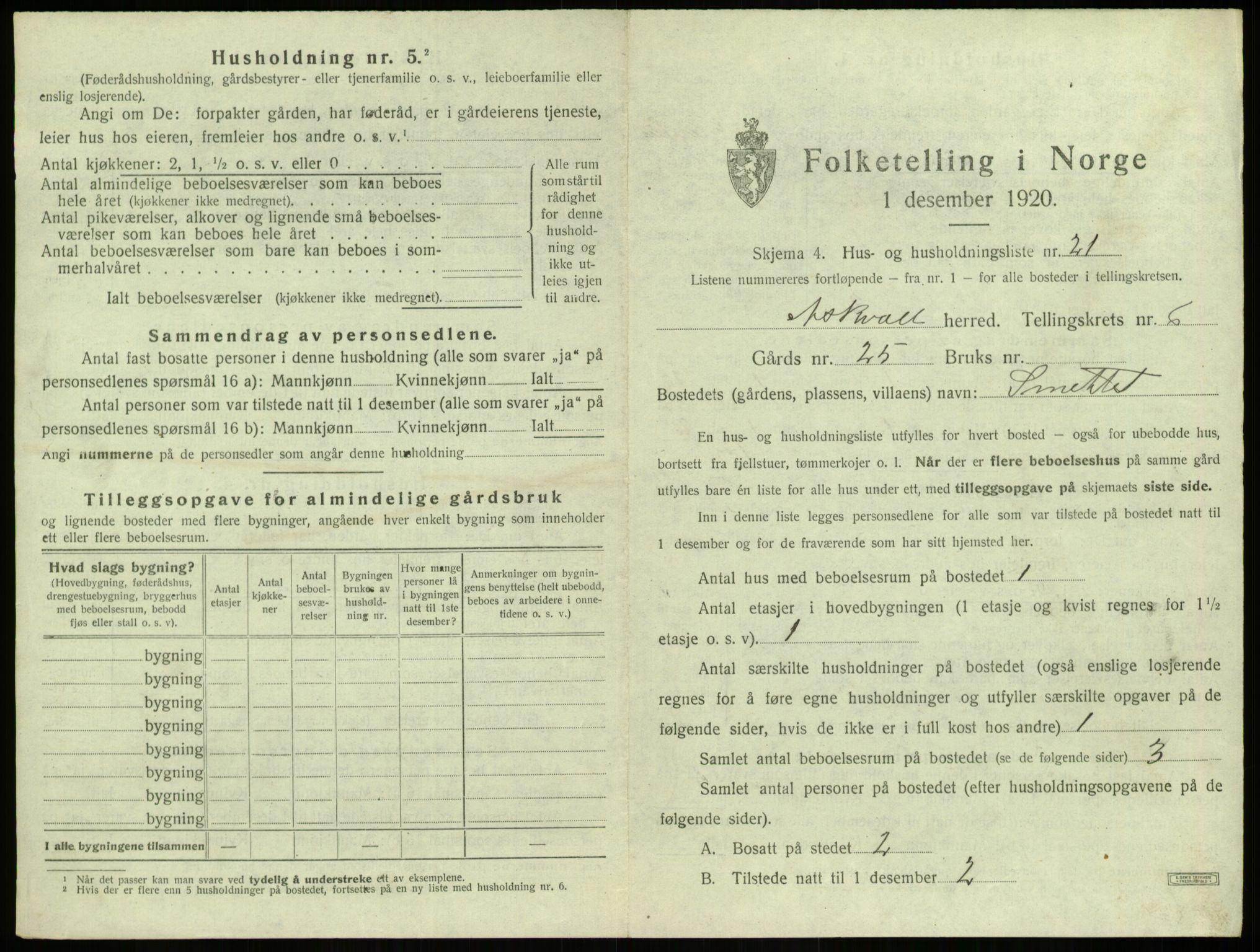 SAB, 1920 census for Askvoll, 1920, p. 364