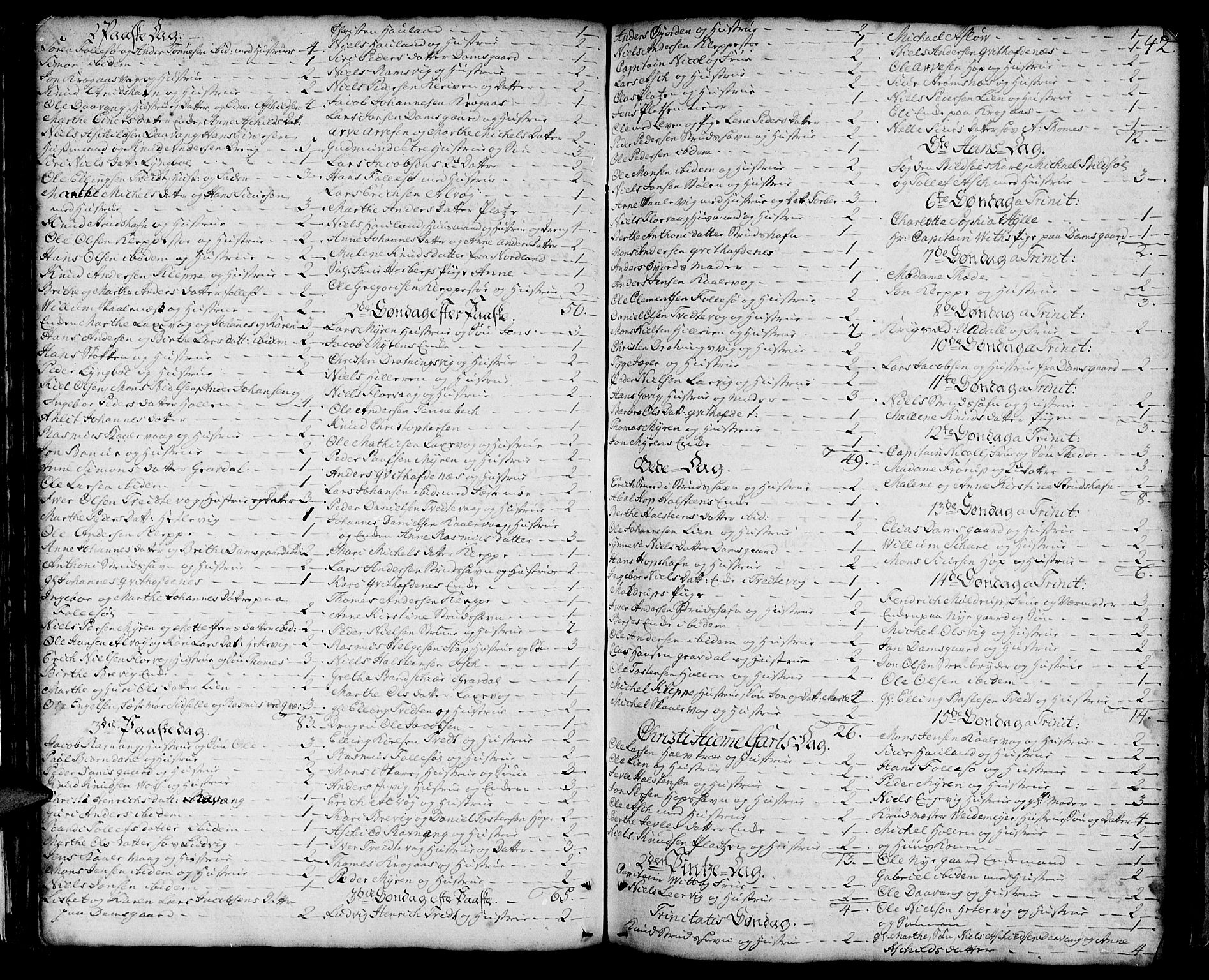 Askøy Sokneprestembete, AV/SAB-A-74101/H/Ha/Haa/Haaa/L0001: Parish register (official) no. A 1, 1742-1818, p. 42