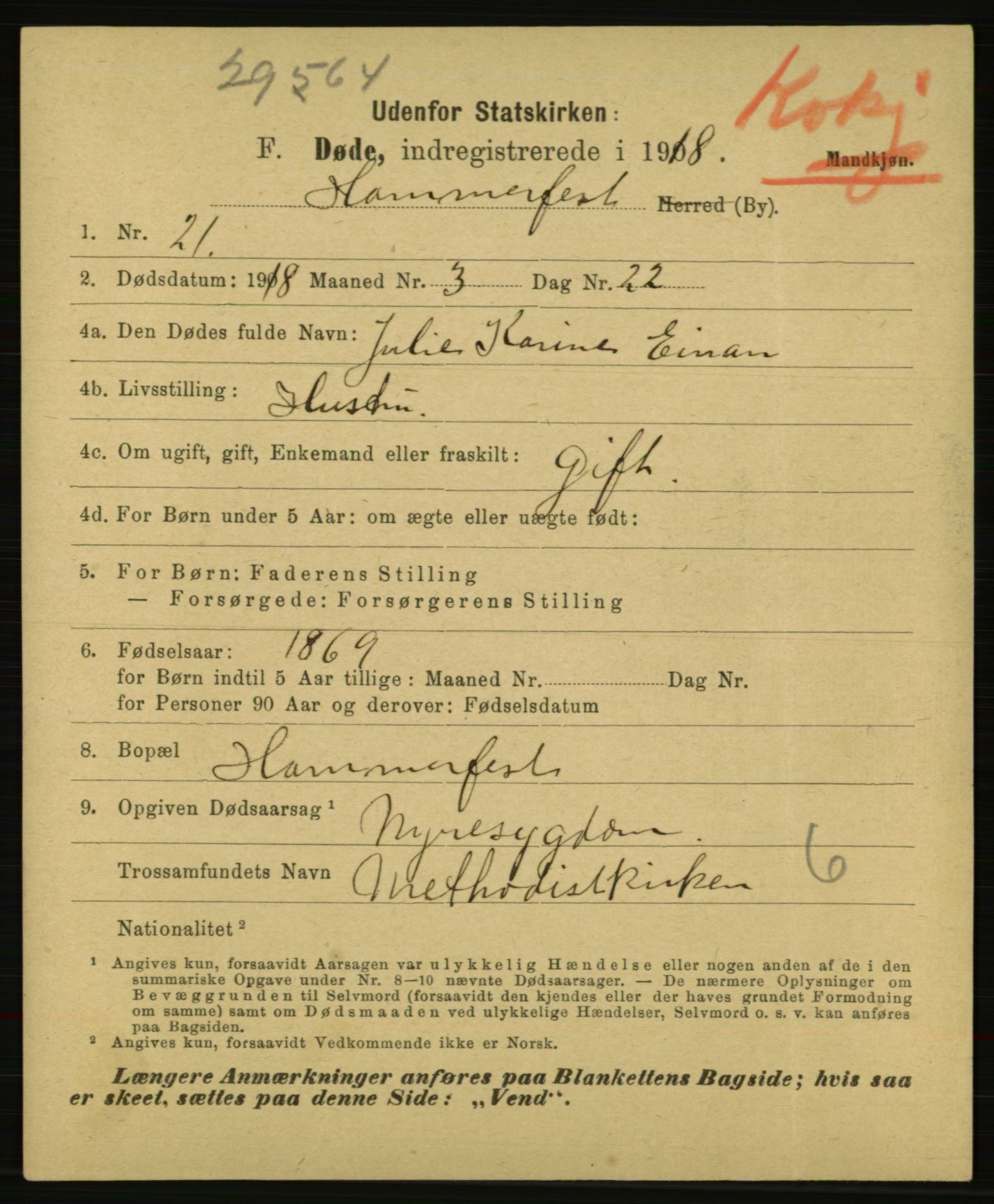 Statistisk sentralbyrå, Sosiodemografiske emner, Befolkning, AV/RA-S-2228/E/L0016: Fødte, gifte, døde dissentere., 1918, p. 3781