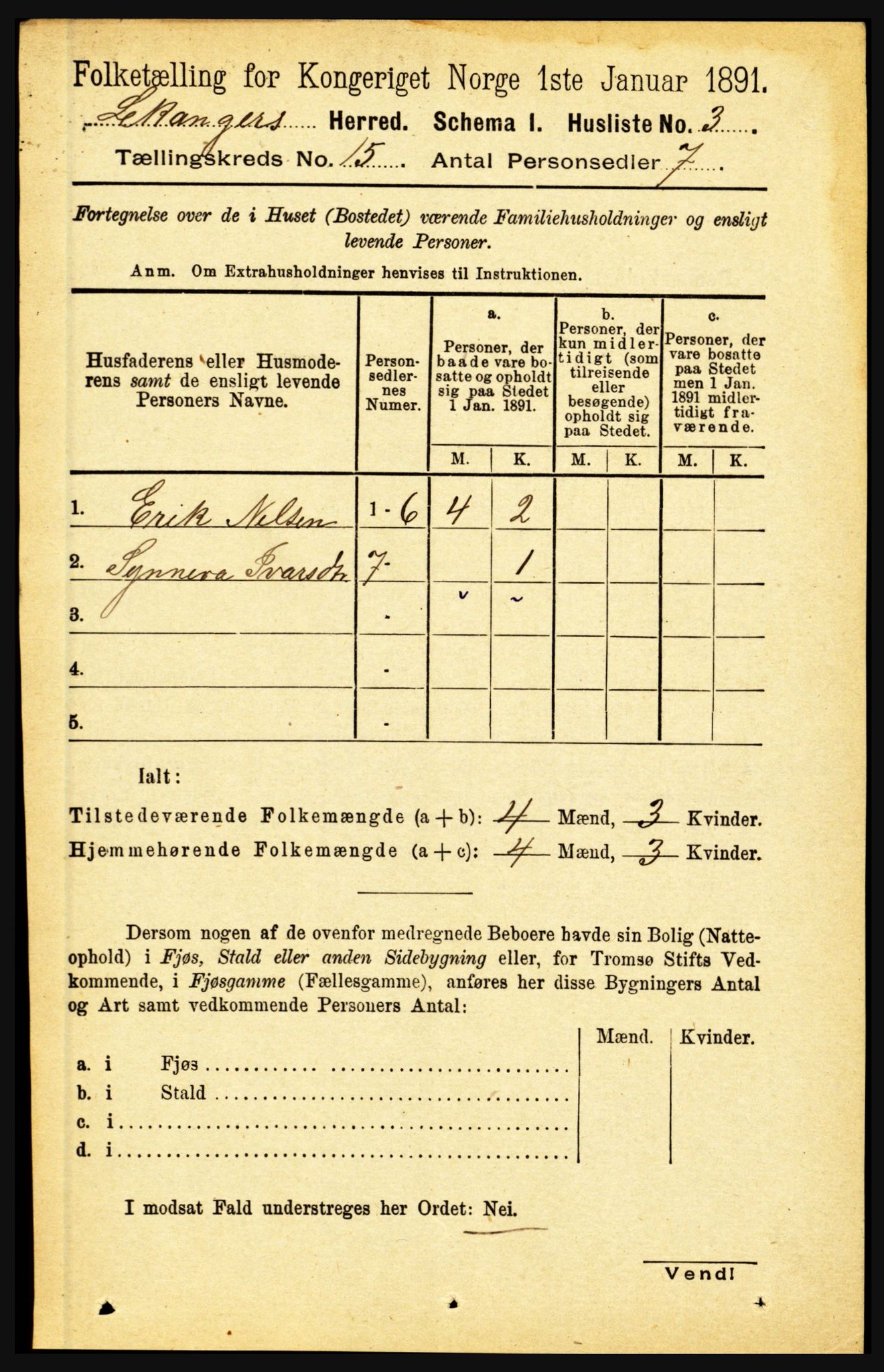 RA, 1891 census for 1419 Leikanger, 1891, p. 2826