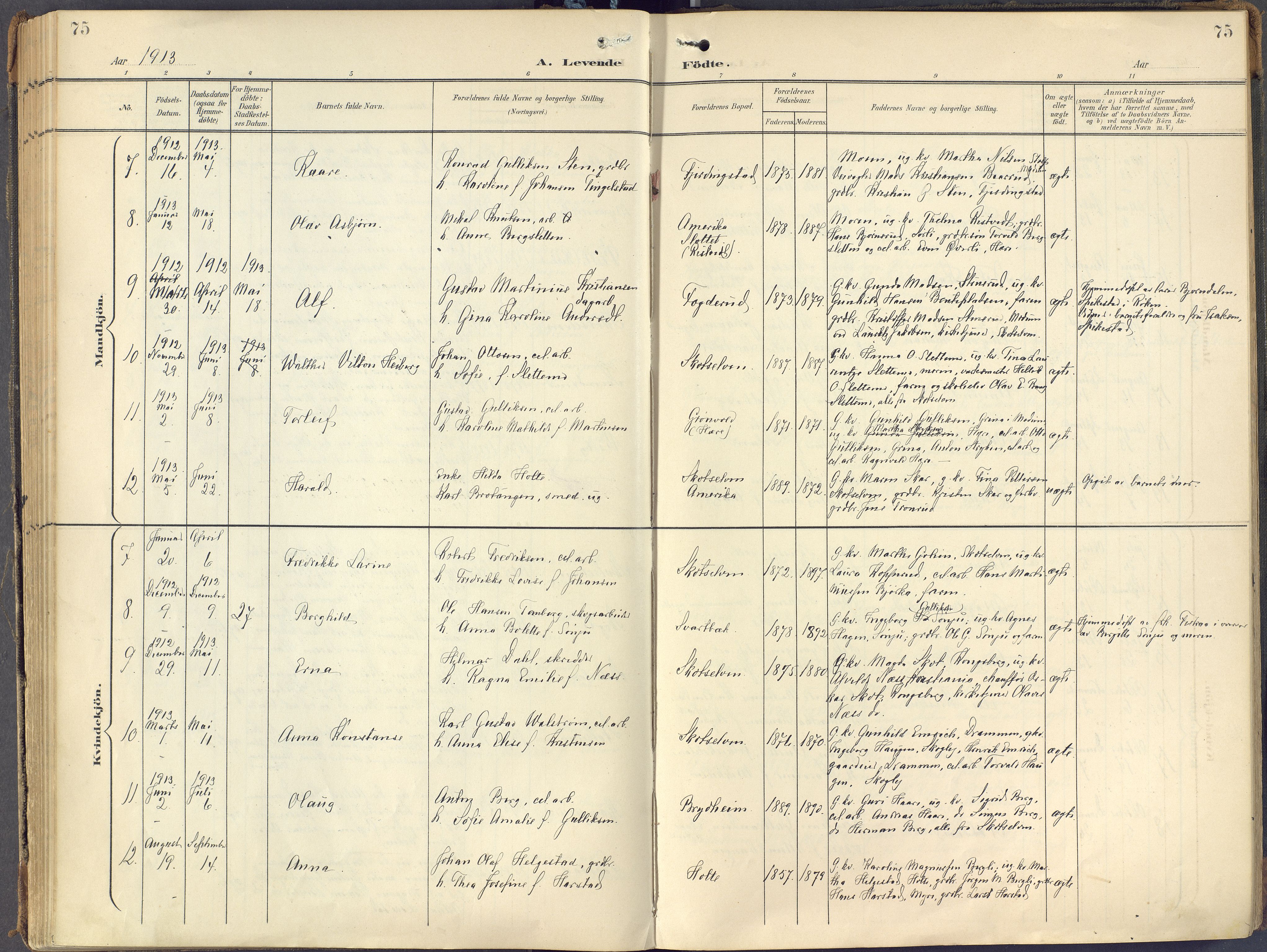 Eiker kirkebøker, SAKO/A-4/F/Fc/L0004: Parish register (official) no. III 4, 1900-1919, p. 75
