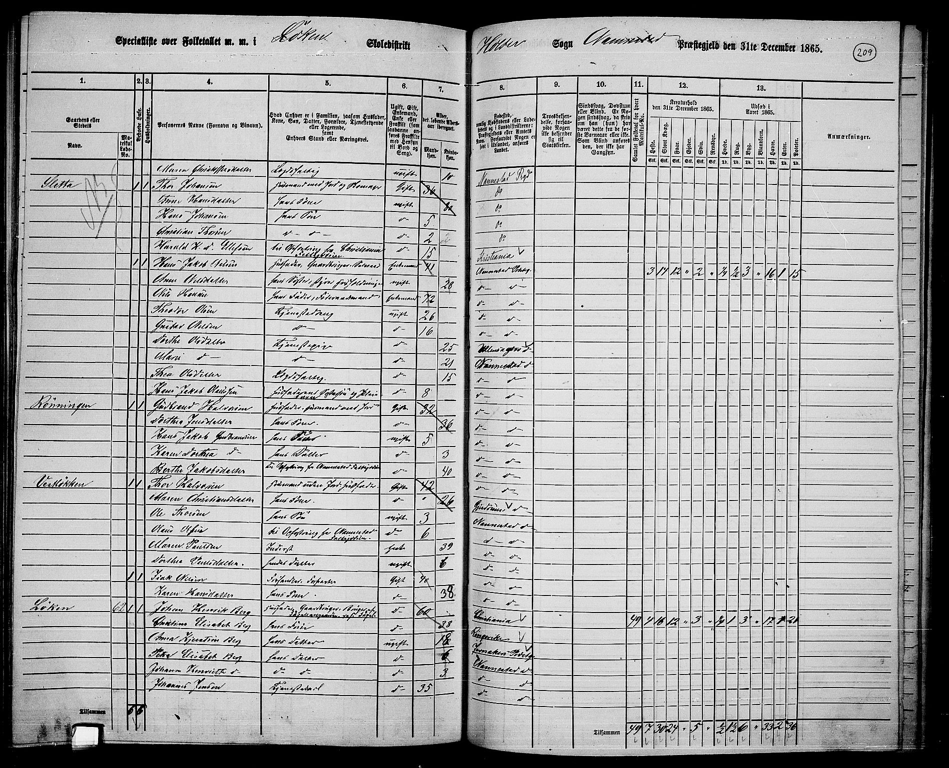 RA, 1865 census for Nannestad, 1865, p. 91