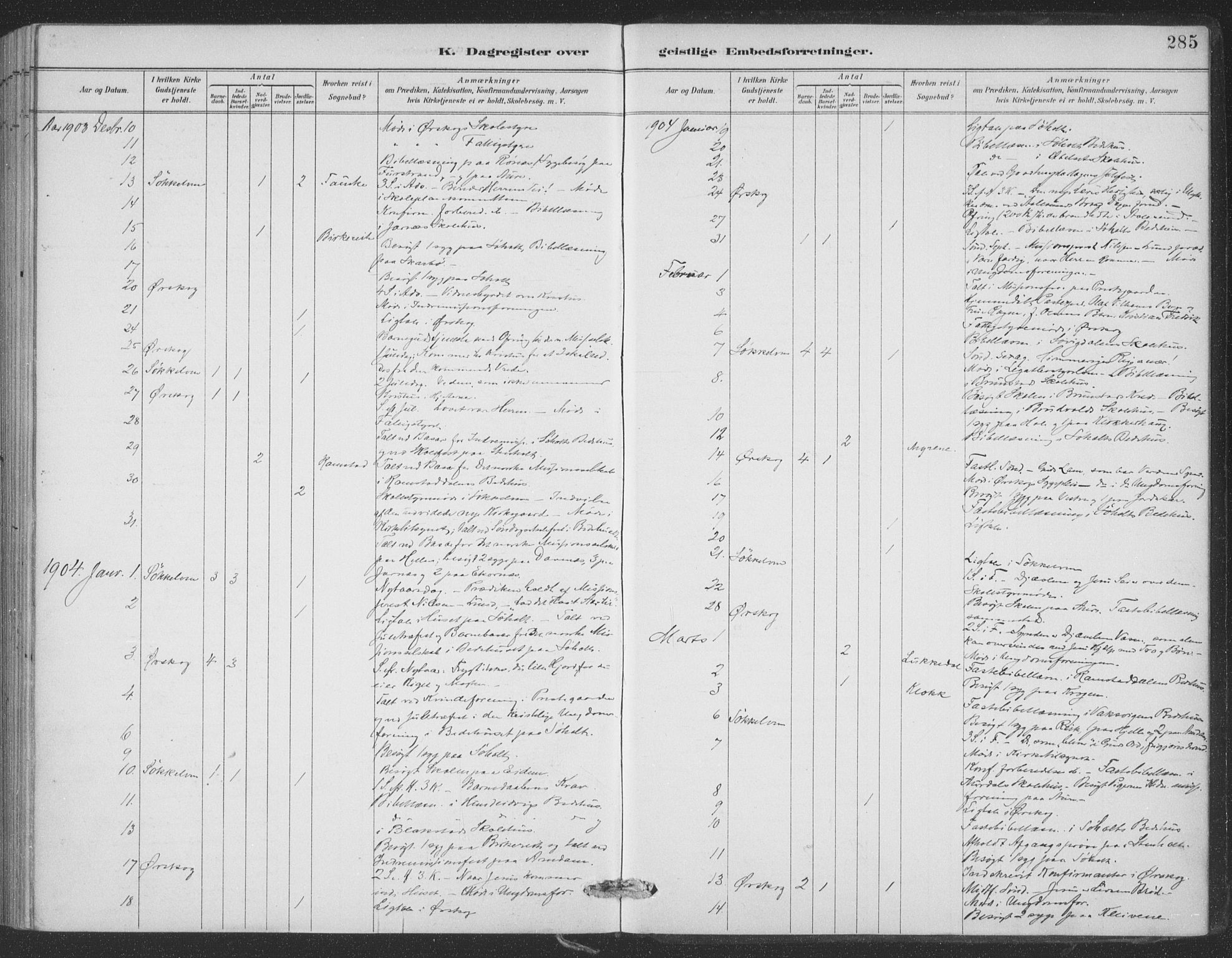 Ministerialprotokoller, klokkerbøker og fødselsregistre - Møre og Romsdal, AV/SAT-A-1454/522/L0316: Parish register (official) no. 522A11, 1890-1911, p. 285