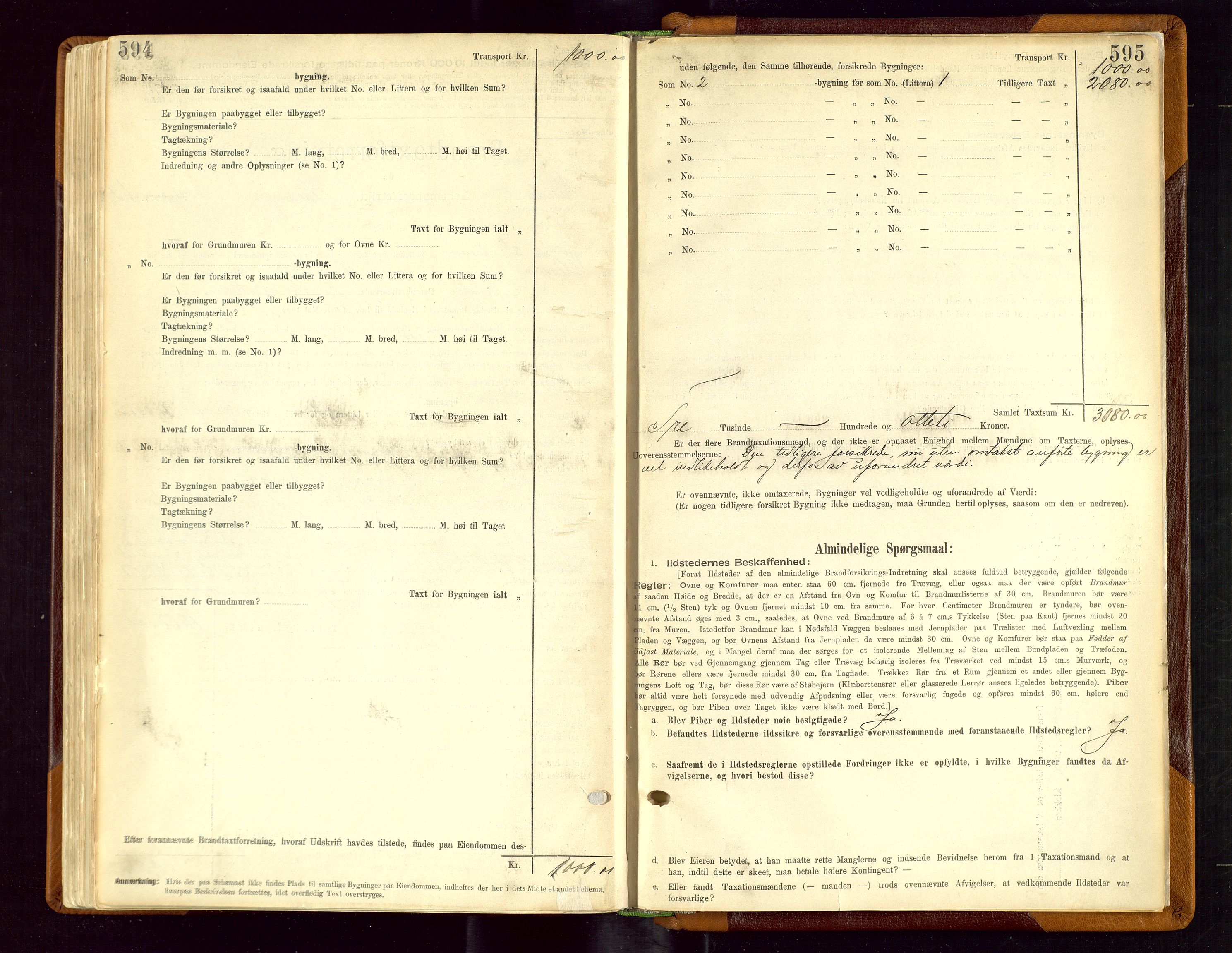Sauda lensmannskontor, SAST/A-100177/Gob/L0001: Branntakstprotokoll - skjematakst, 1894-1914, p. 594-595