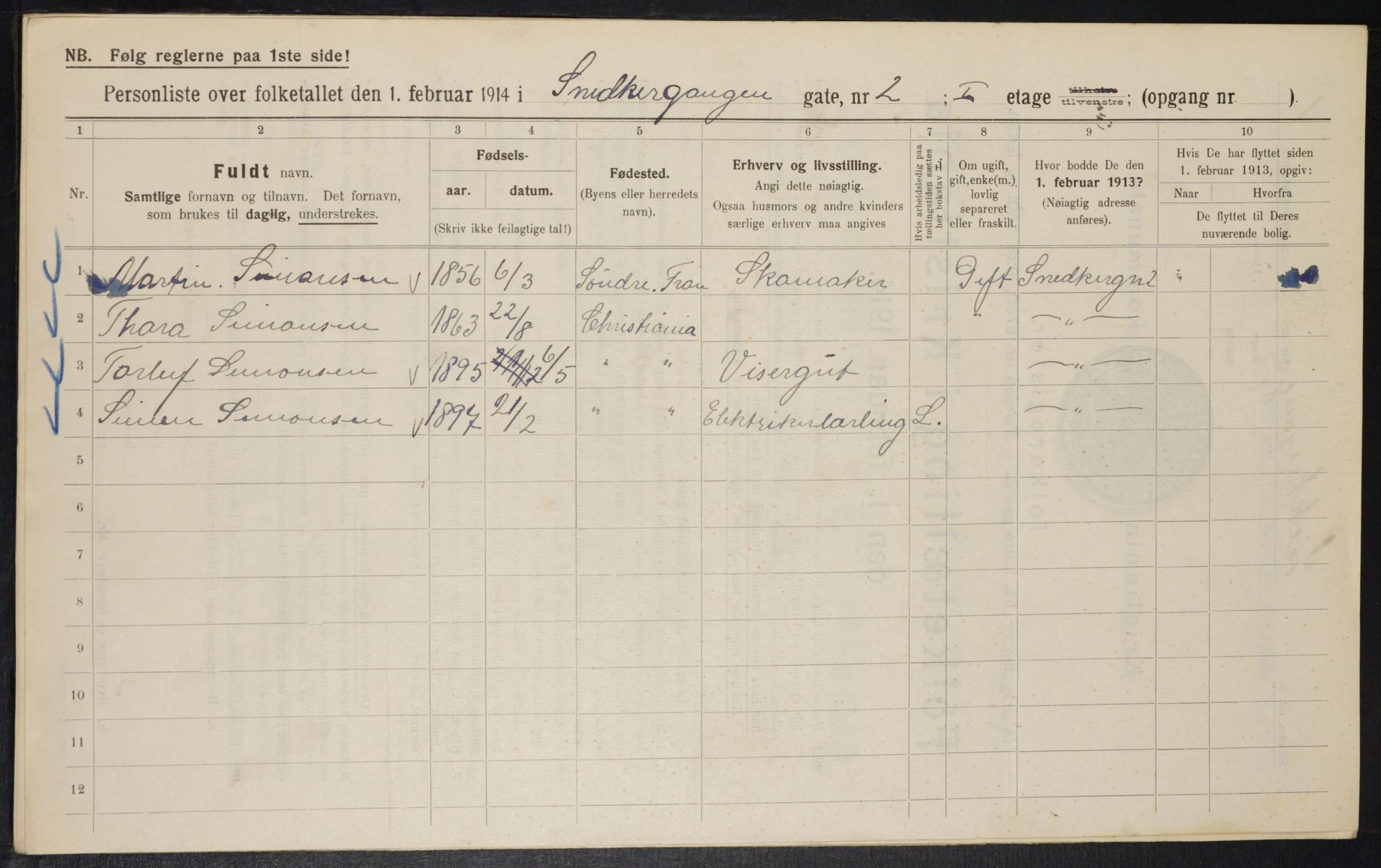 OBA, Municipal Census 1914 for Kristiania, 1914, p. 97817