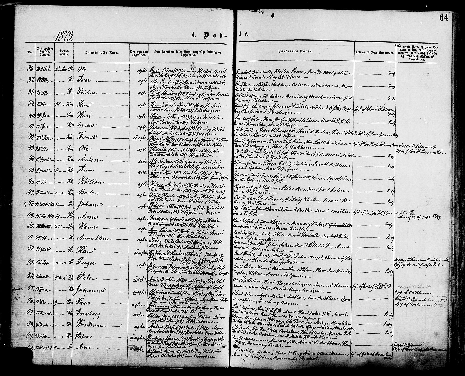 Nord-Fron prestekontor, AV/SAH-PREST-080/H/Ha/Haa/L0002: Parish register (official) no. 2, 1865-1883, p. 64