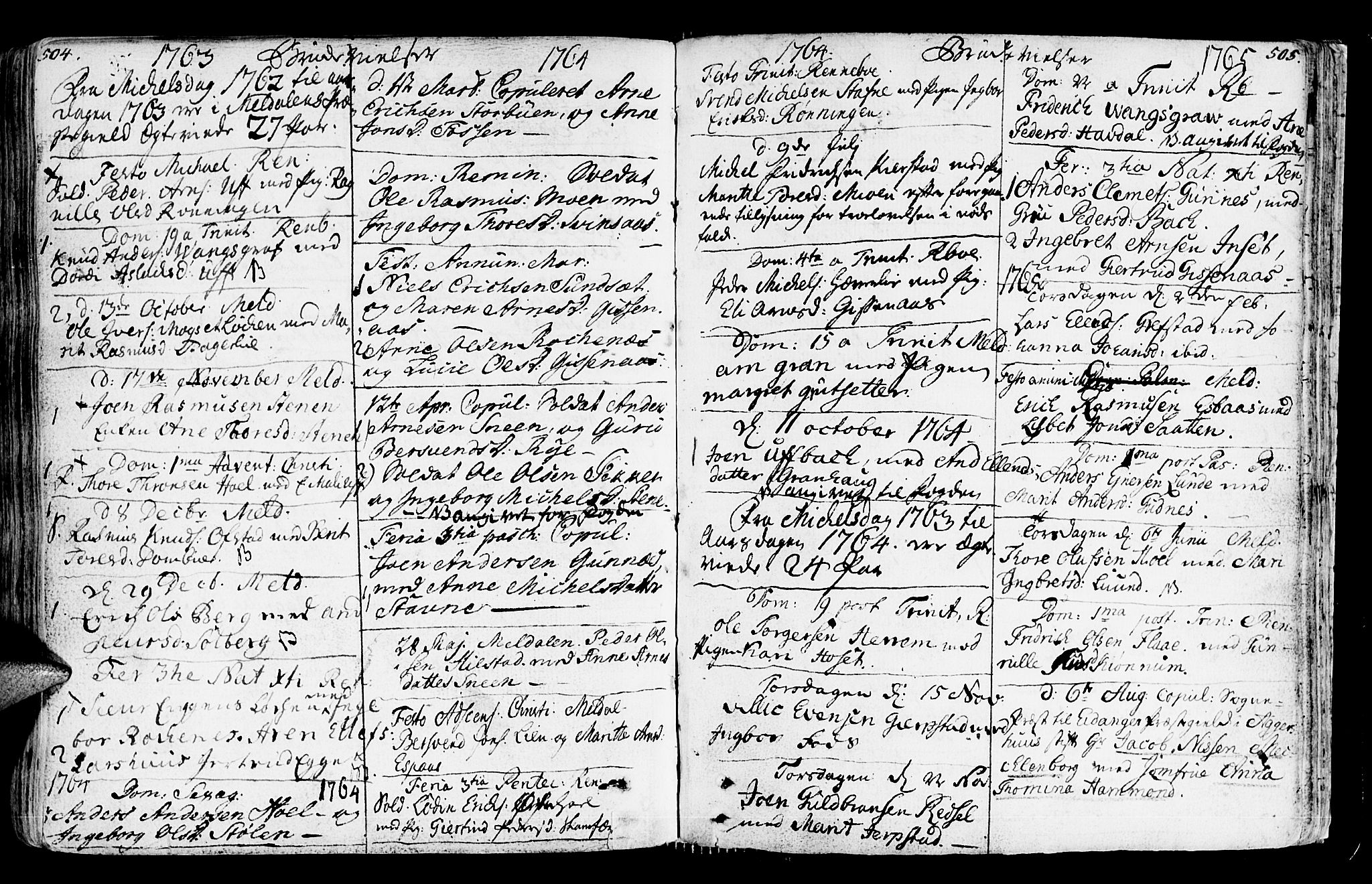 Ministerialprotokoller, klokkerbøker og fødselsregistre - Sør-Trøndelag, SAT/A-1456/672/L0851: Parish register (official) no. 672A04, 1751-1775, p. 504-505