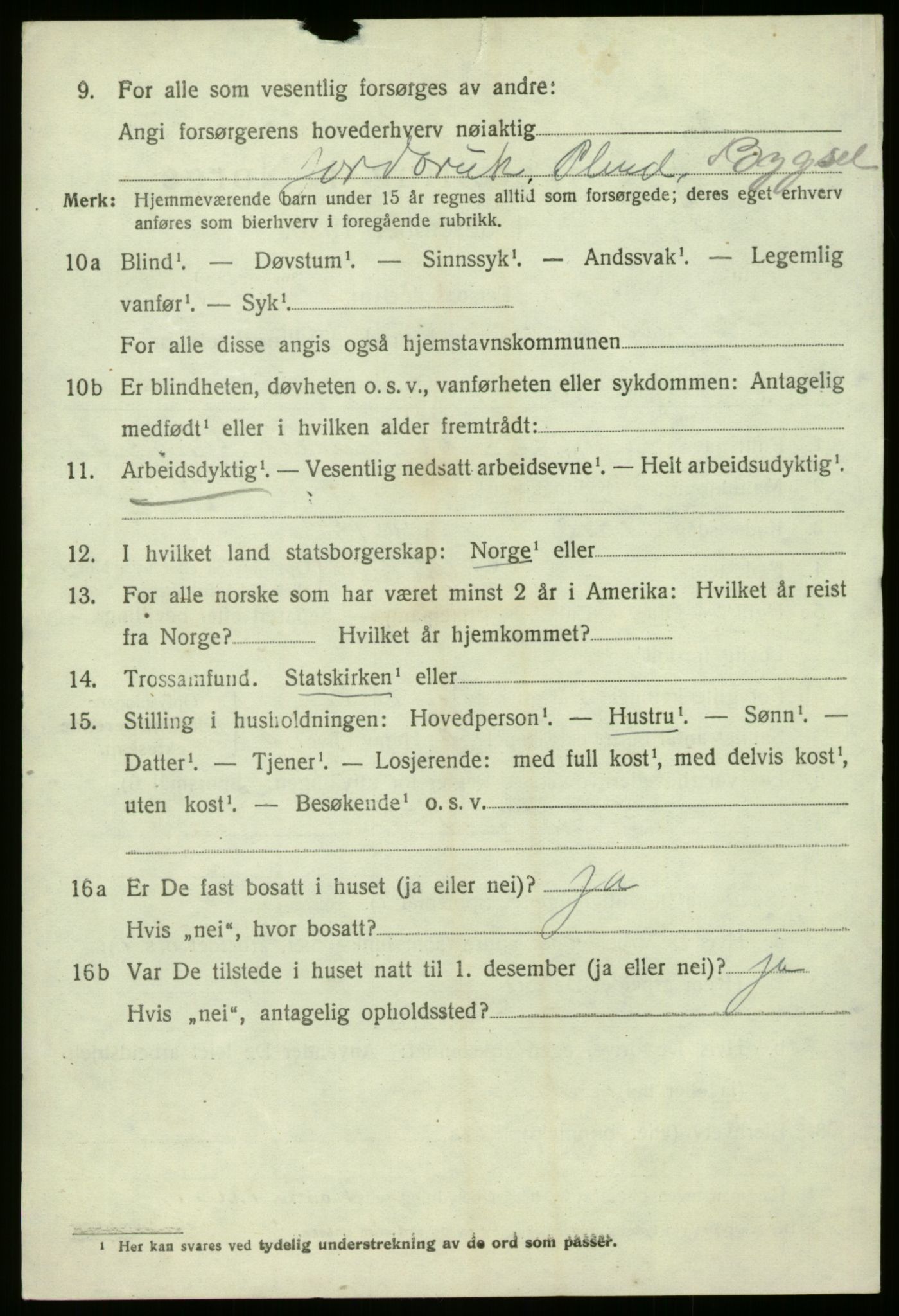 SAB, 1920 census for Fjaler, 1920, p. 3018