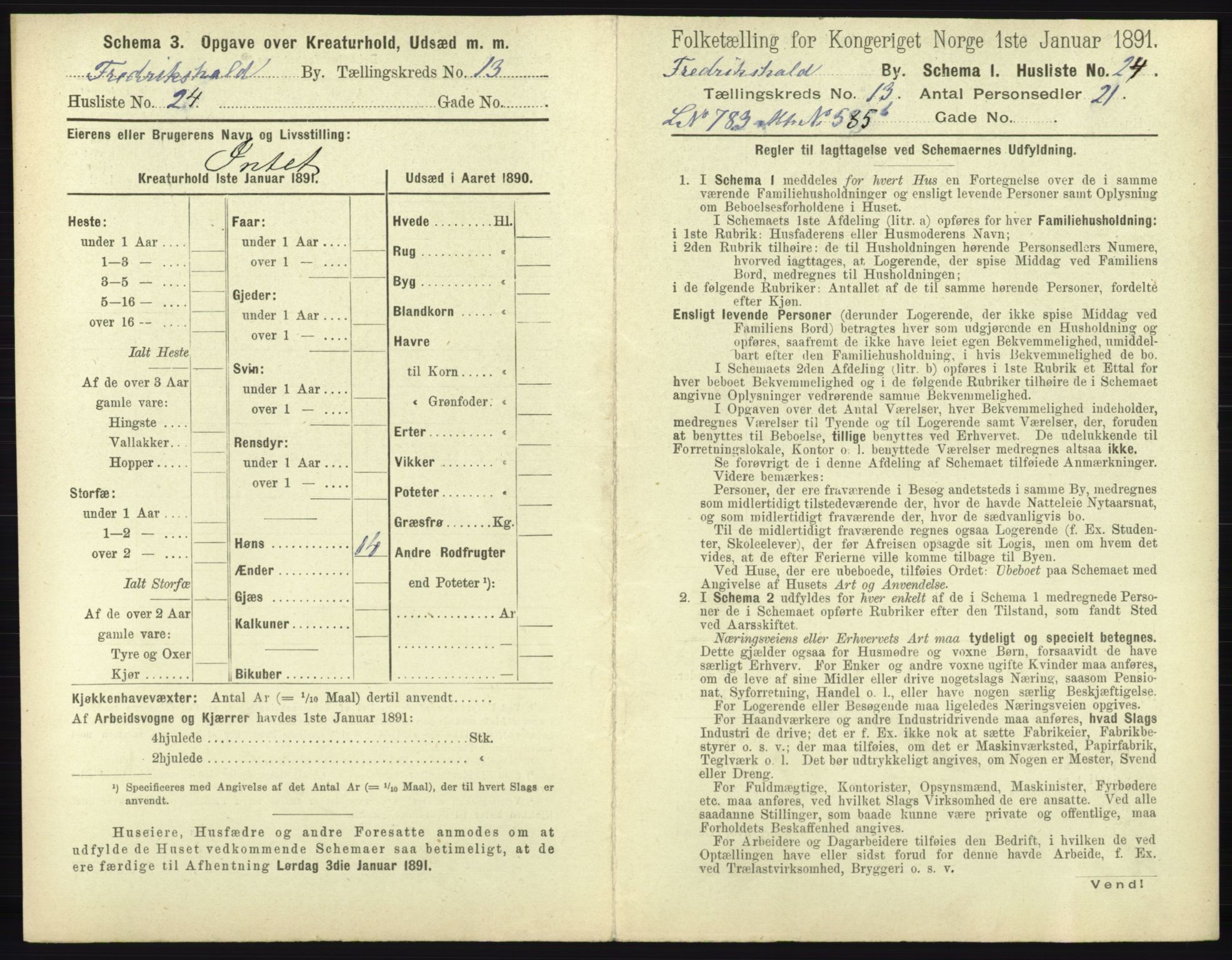 RA, 1891 census for 0101 Fredrikshald, 1891, p. 1238