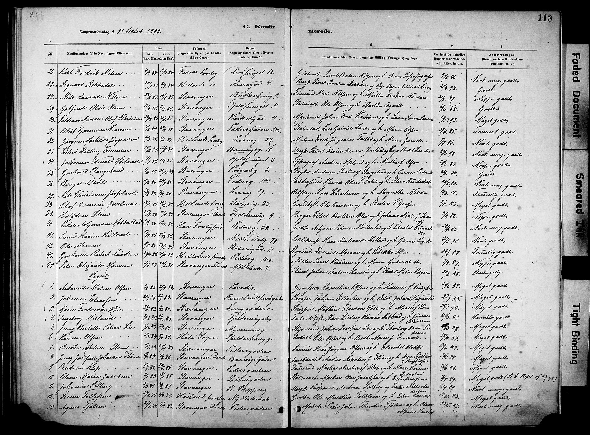 St. Johannes sokneprestkontor, SAST/A-101814/001/30/30BA/L0002: Parish register (official) no. A 2, 1885-1899, p. 113