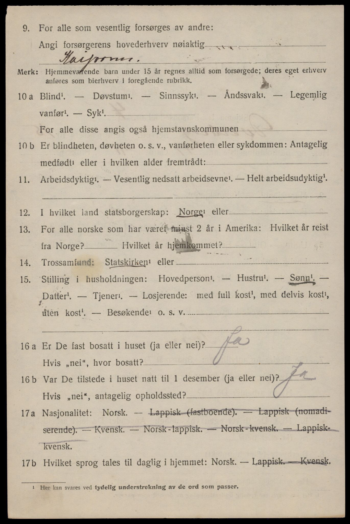 SAT, 1920 census for Dverberg, 1920, p. 11551