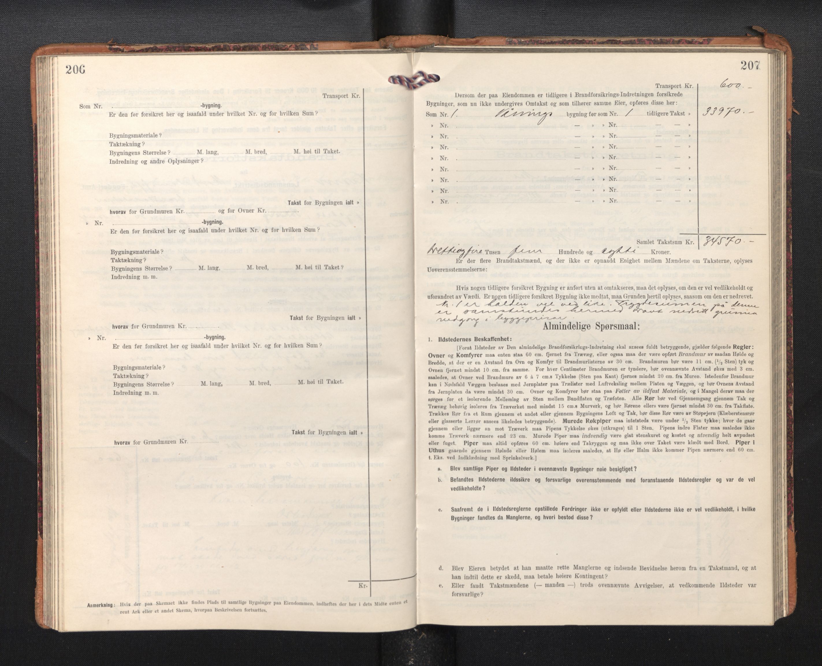 Lensmannen i Kvam, AV/SAB-A-33201/0012/L0006: Branntakstprotokoll, skjematakst, 1913-1955, p. 206-207