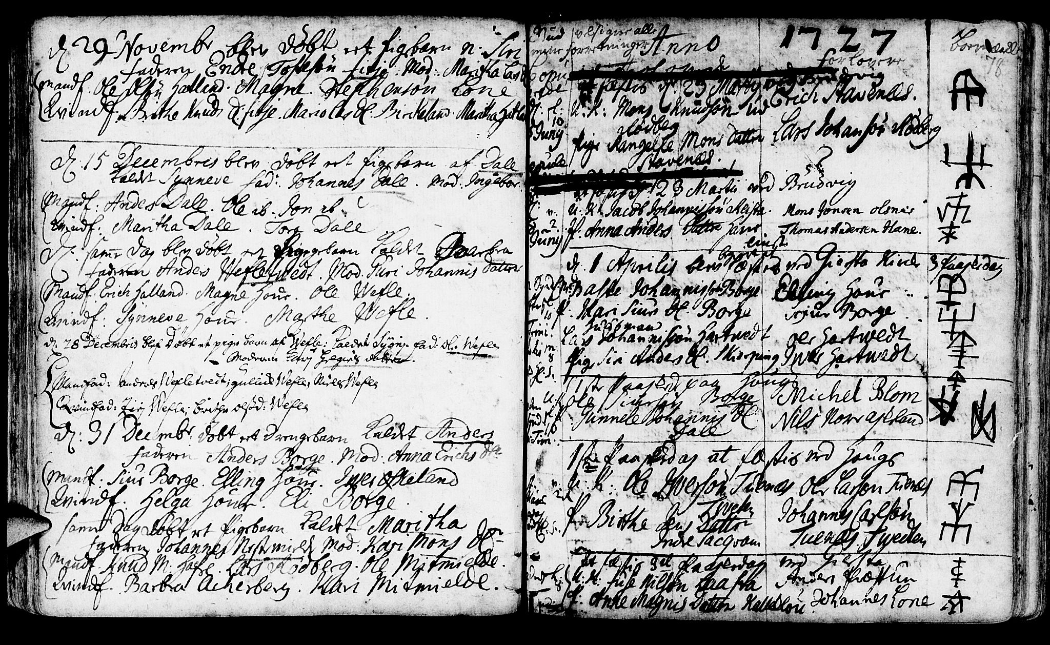 Haus sokneprestembete, AV/SAB-A-75601/H/Haa: Parish register (official) no. A 4, 1723-1733, p. 78