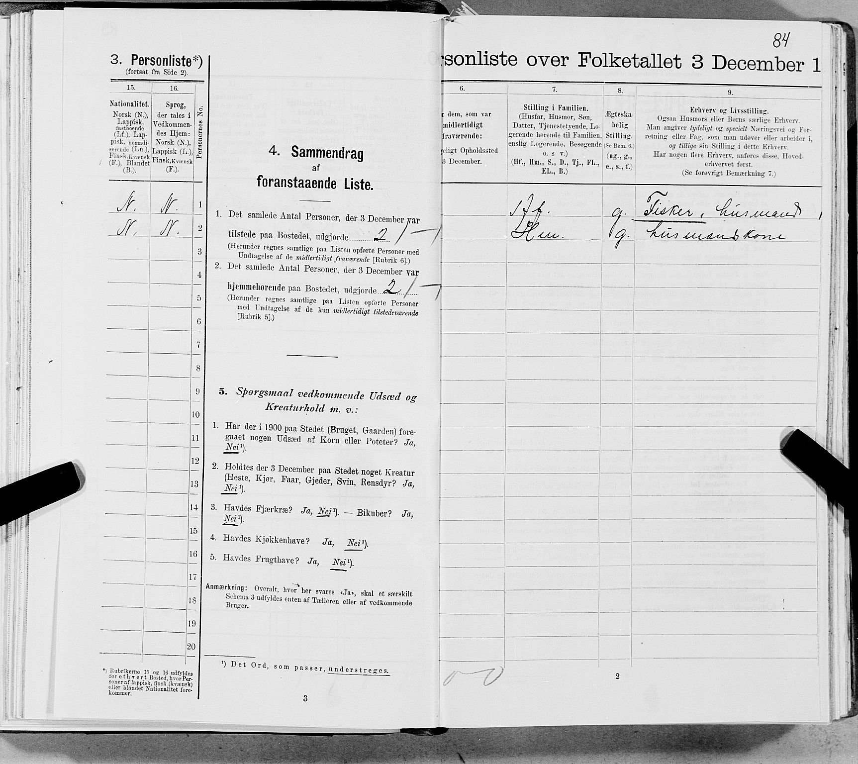 SAT, 1900 census for Gildeskål, 1900, p. 1593
