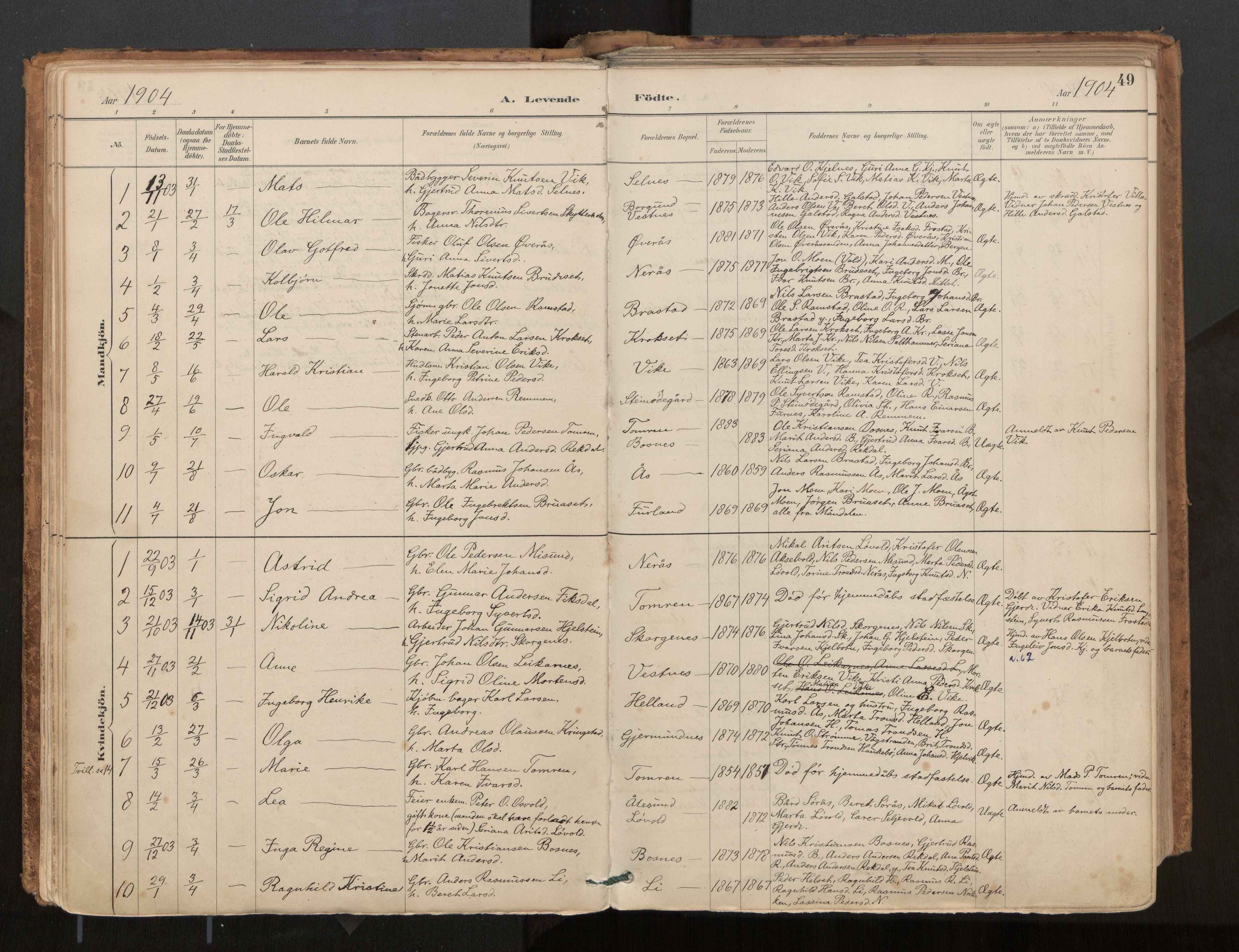 Ministerialprotokoller, klokkerbøker og fødselsregistre - Møre og Romsdal, AV/SAT-A-1454/539/L0531: Parish register (official) no. 539A04, 1887-1913, p. 49