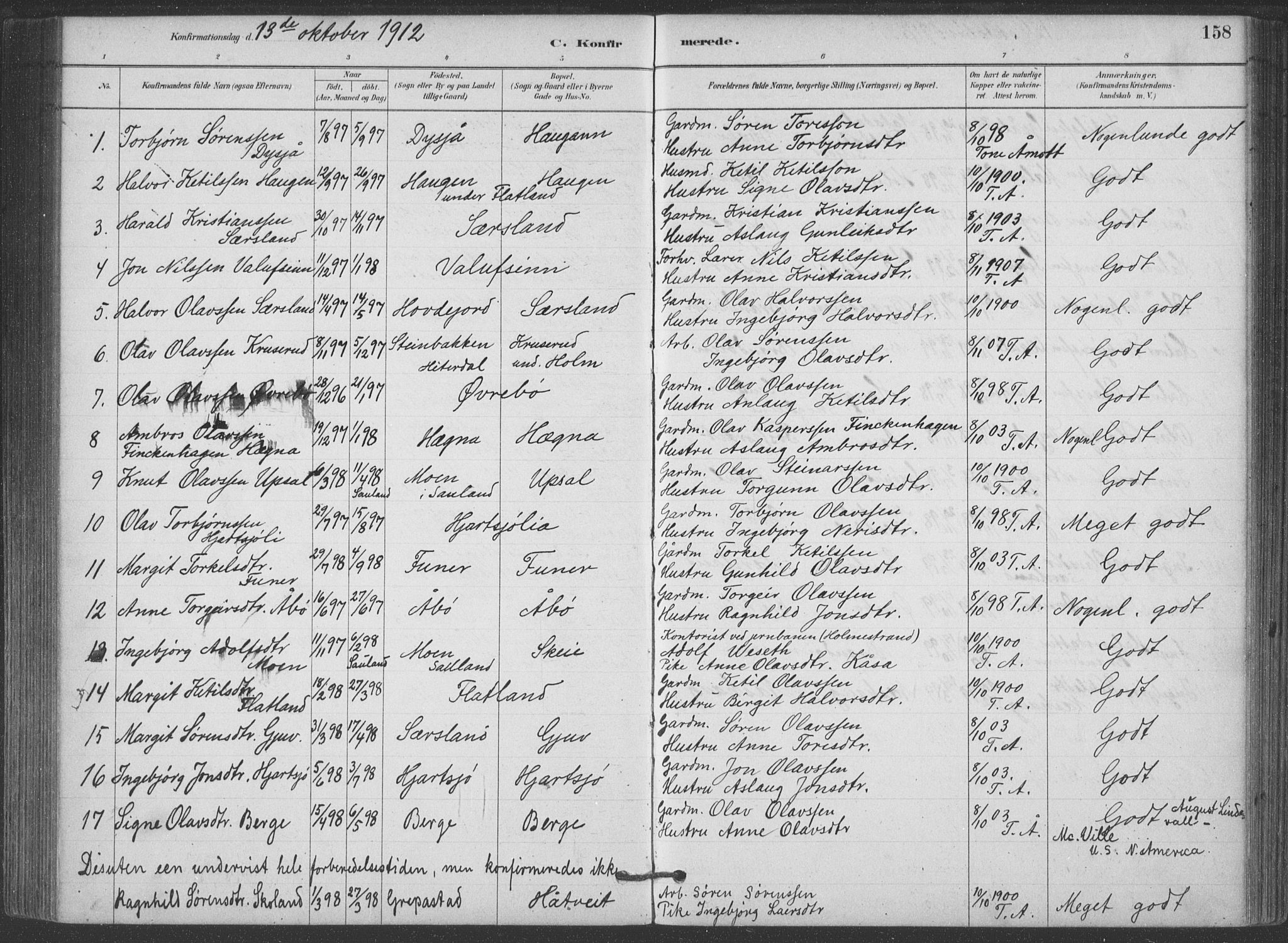 Hjartdal kirkebøker, SAKO/A-270/F/Fa/L0010: Parish register (official) no. I 10, 1880-1929, p. 158