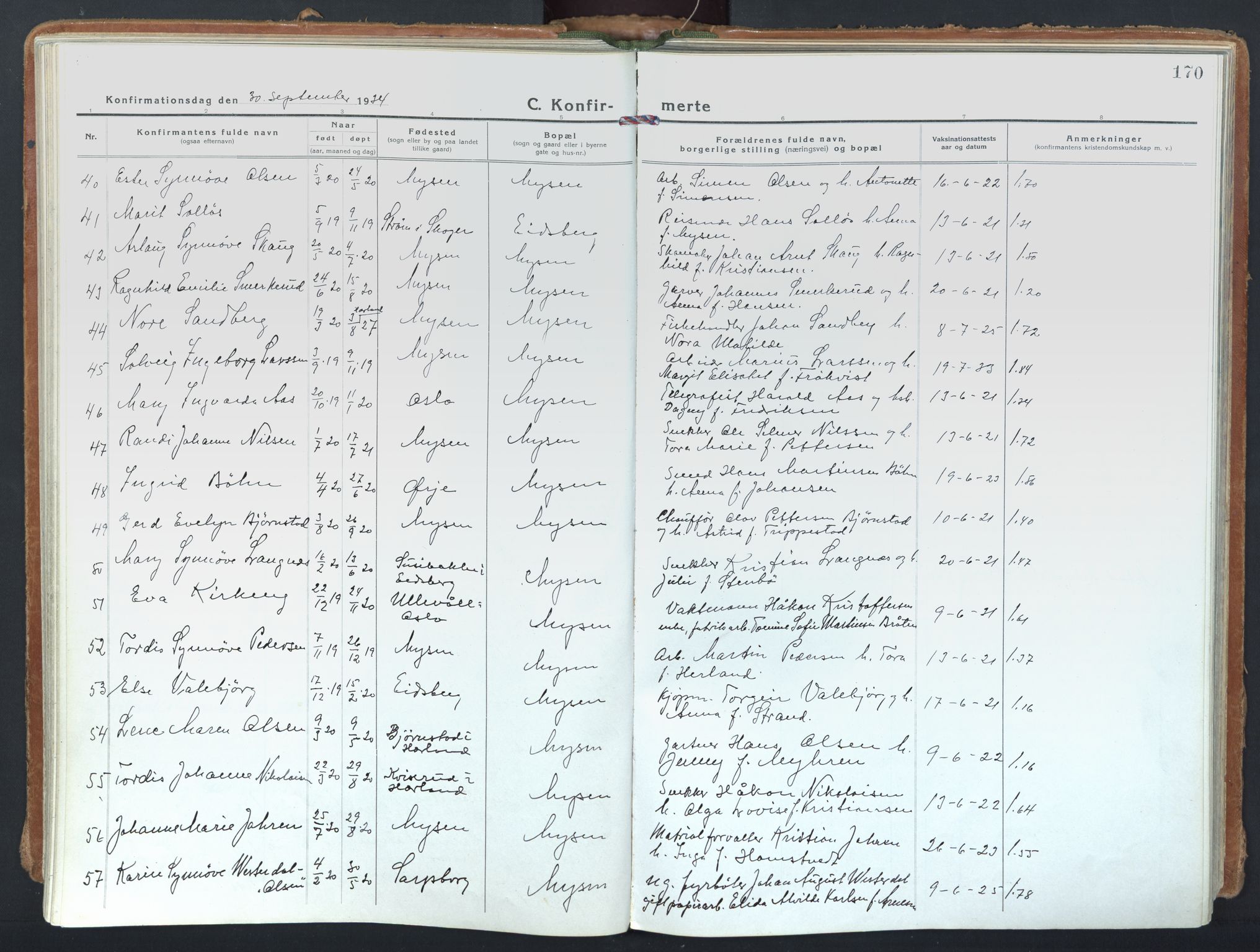 Eidsberg prestekontor Kirkebøker, SAO/A-10905/F/Fd/L0001: Parish register (official) no. IV 1, 1921-1948, p. 170