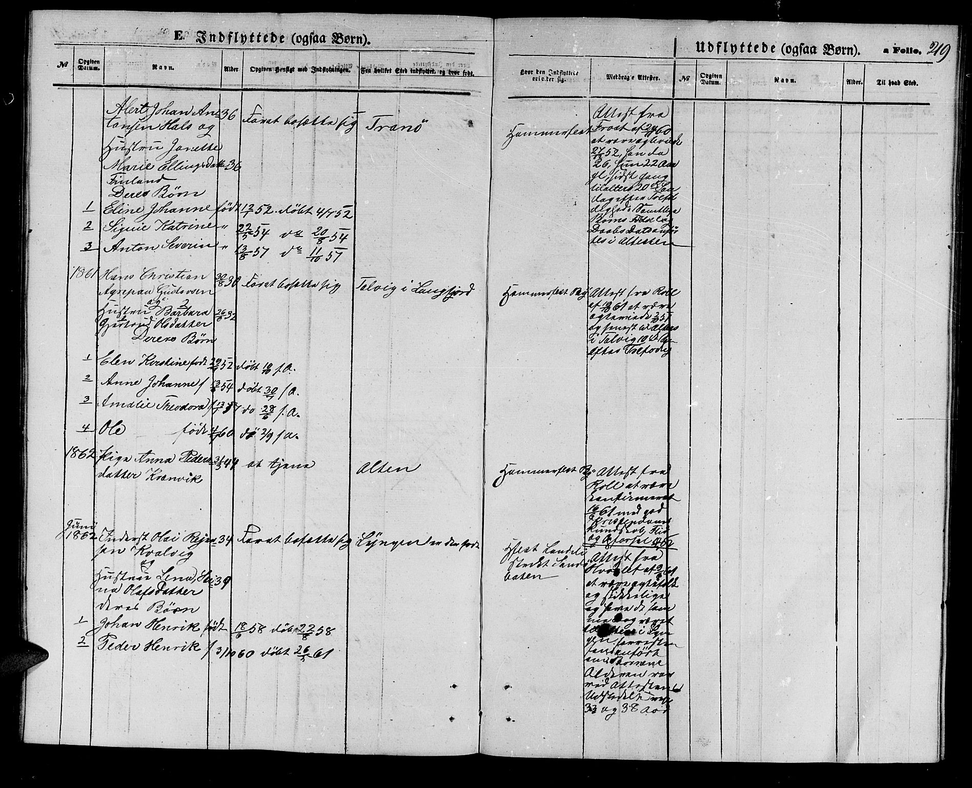 Hammerfest sokneprestkontor, AV/SATØ-S-1347/H/Hb/L0003.klokk: Parish register (copy) no. 3 /1, 1862-1868, p. 219