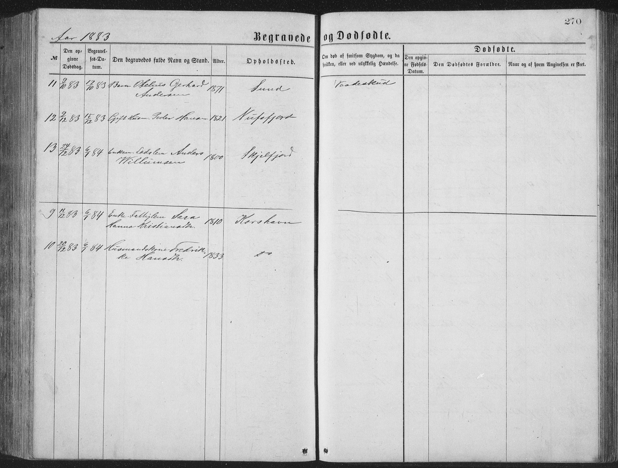 Ministerialprotokoller, klokkerbøker og fødselsregistre - Nordland, AV/SAT-A-1459/885/L1213: Parish register (copy) no. 885C02, 1874-1892, p. 270