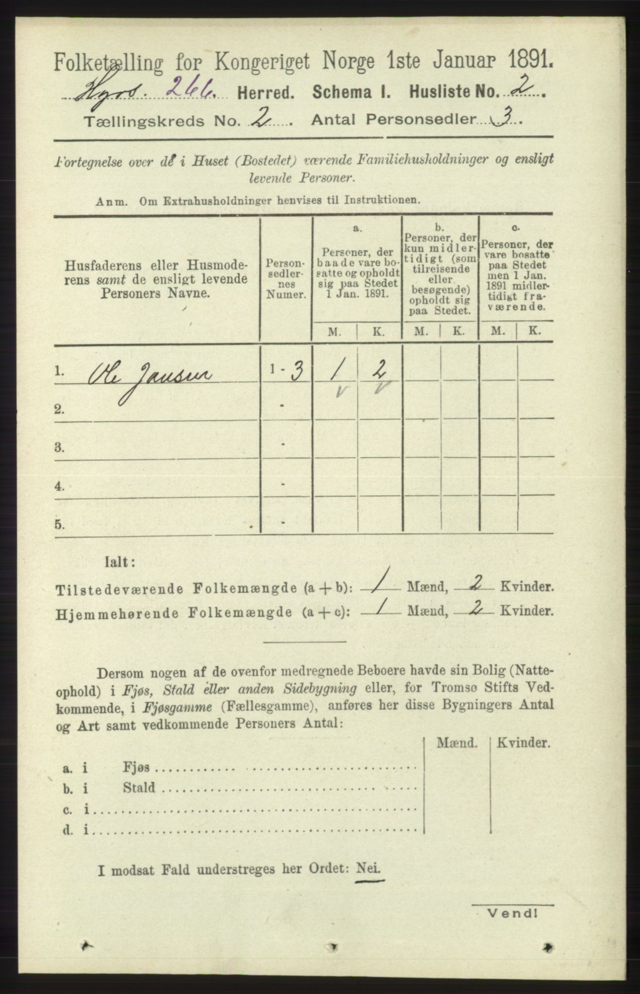 RA, 1891 census for 1253 Hosanger, 1891, p. 513