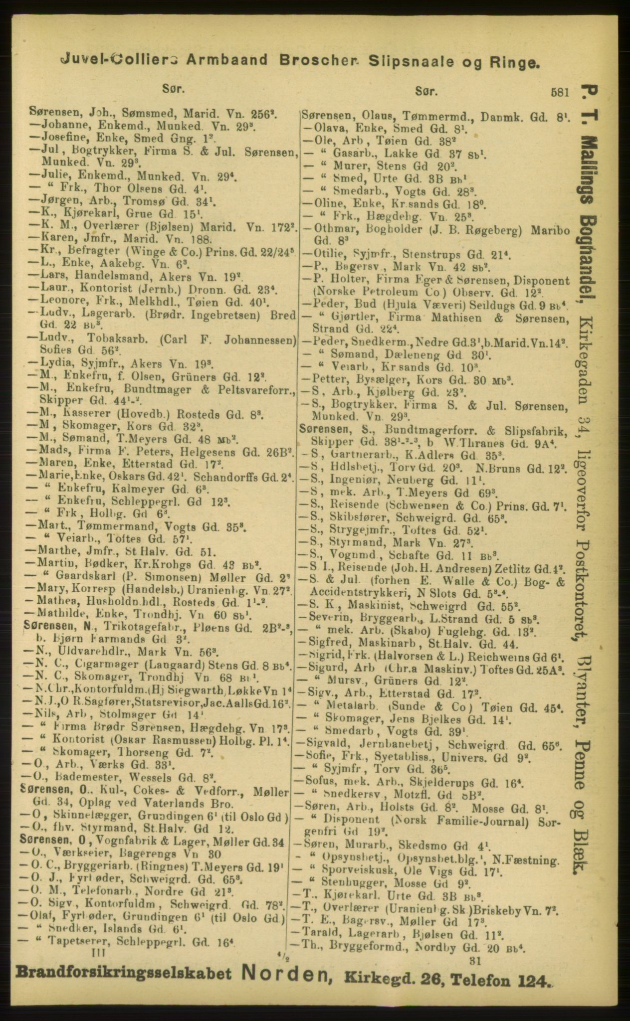 Kristiania/Oslo adressebok, PUBL/-, 1898, p. 581