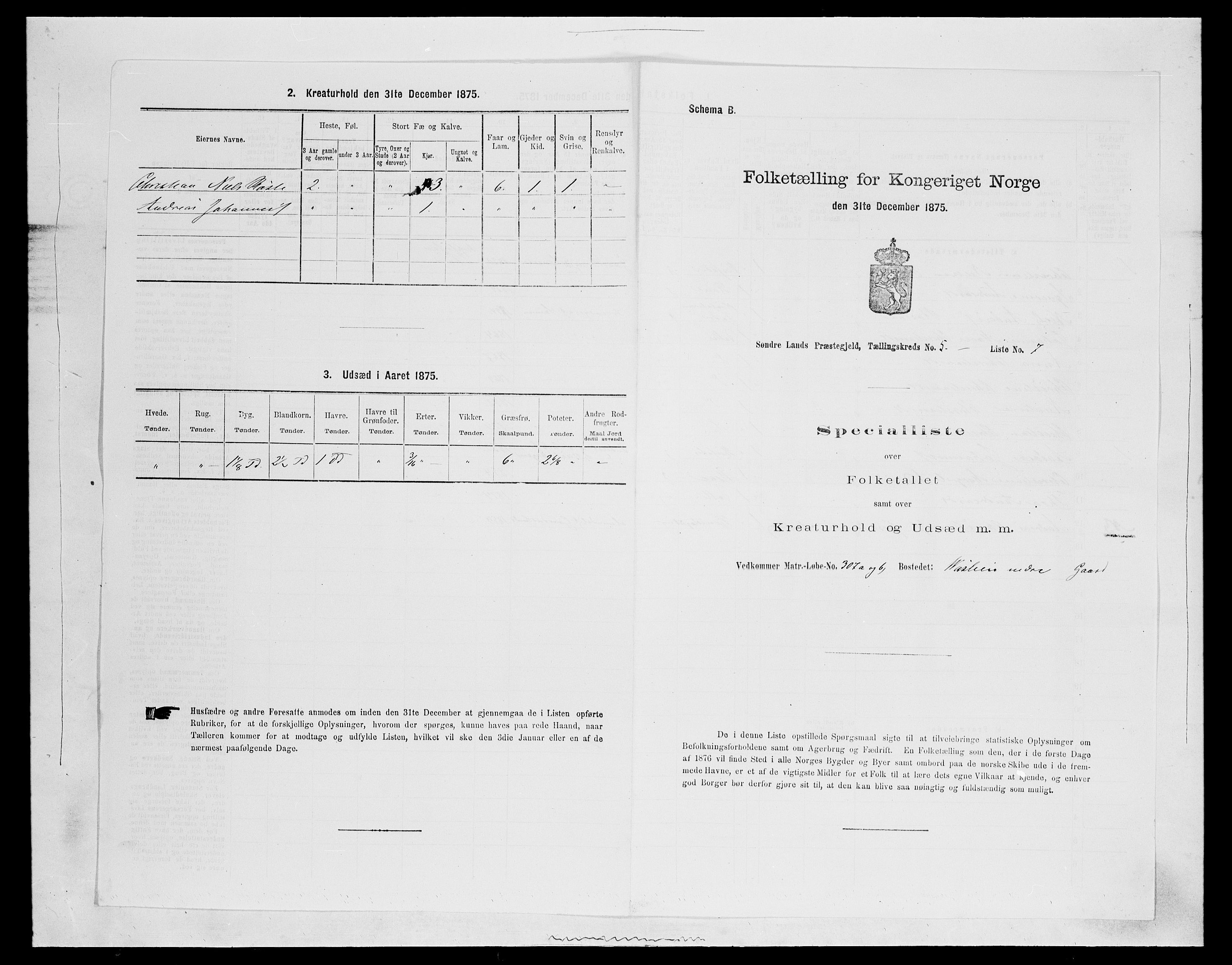 SAH, 1875 census for 0536P Søndre Land, 1875, p. 662