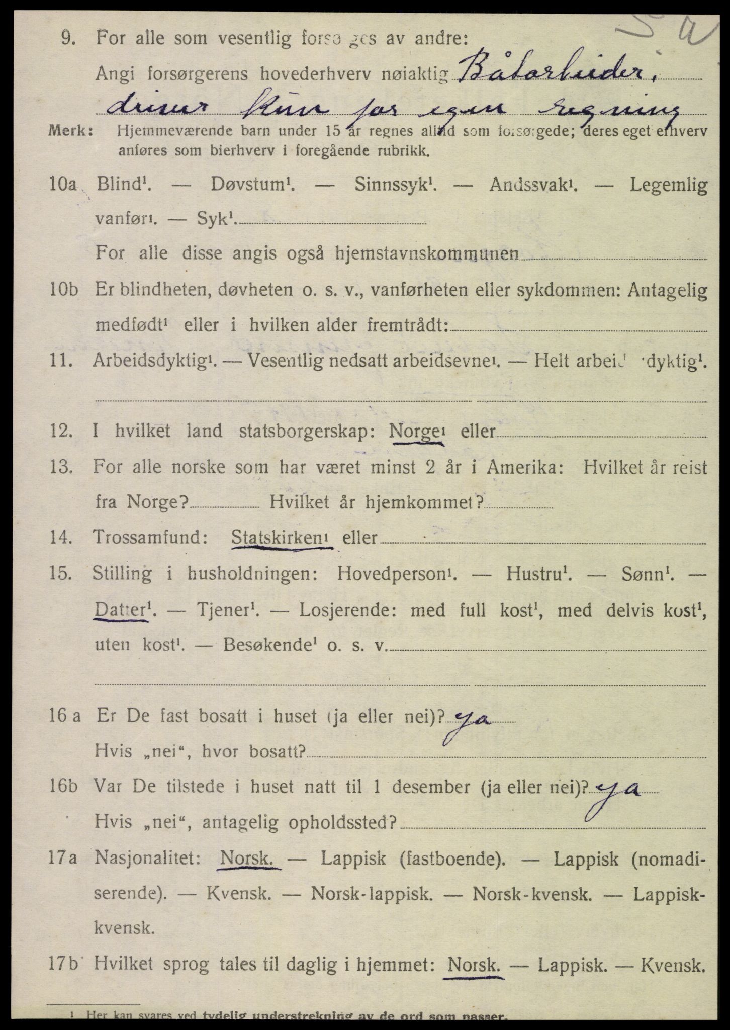 SAT, 1920 census for Korgen, 1920, p. 2403