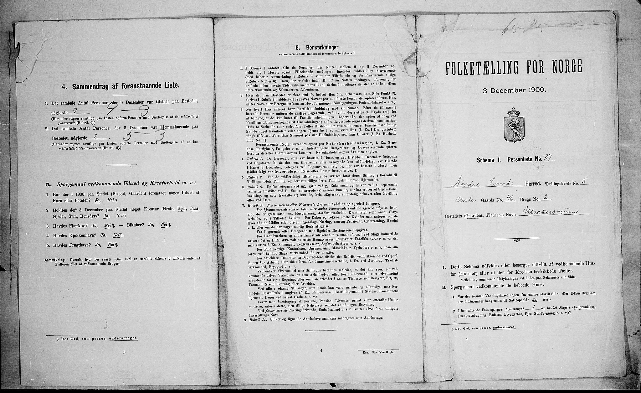 SAH, 1900 census for Nordre Land, 1900, p. 700