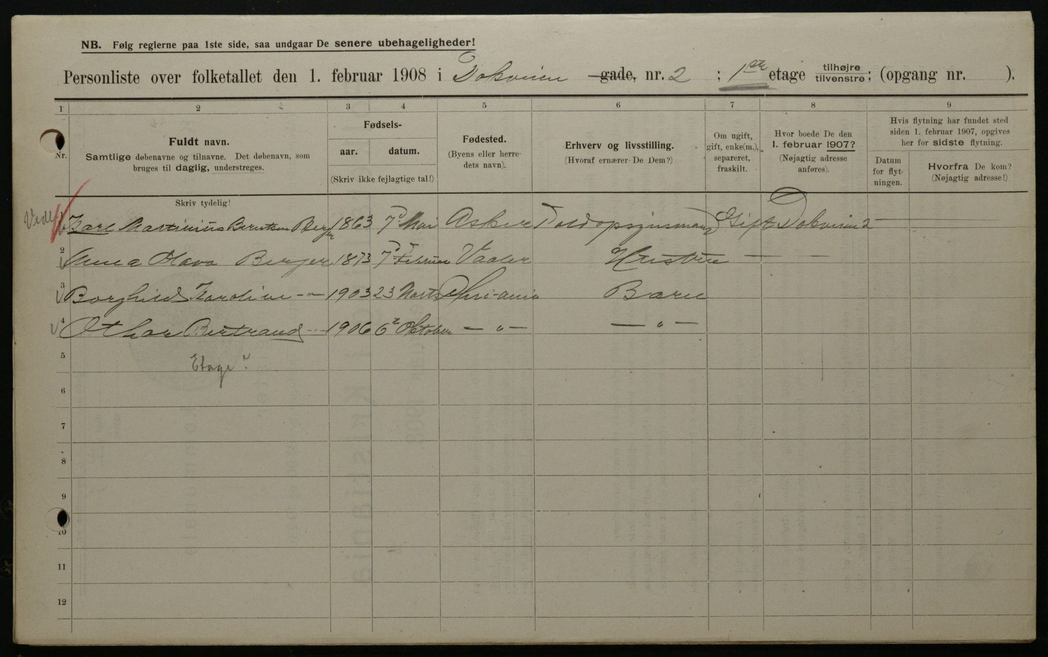 OBA, Municipal Census 1908 for Kristiania, 1908, p. 14783