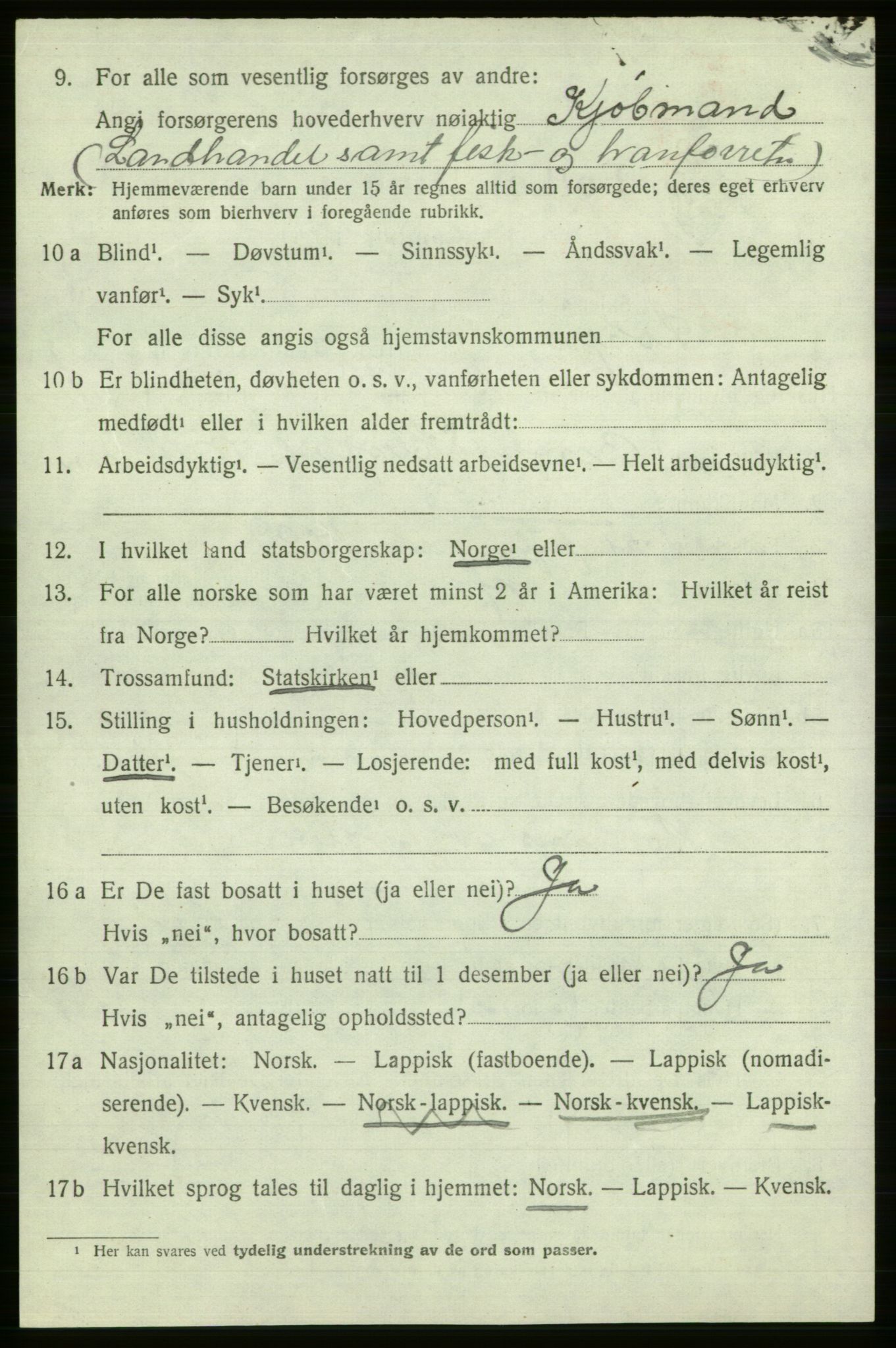 SATØ, 1920 census for Loppa, 1920, p. 2683