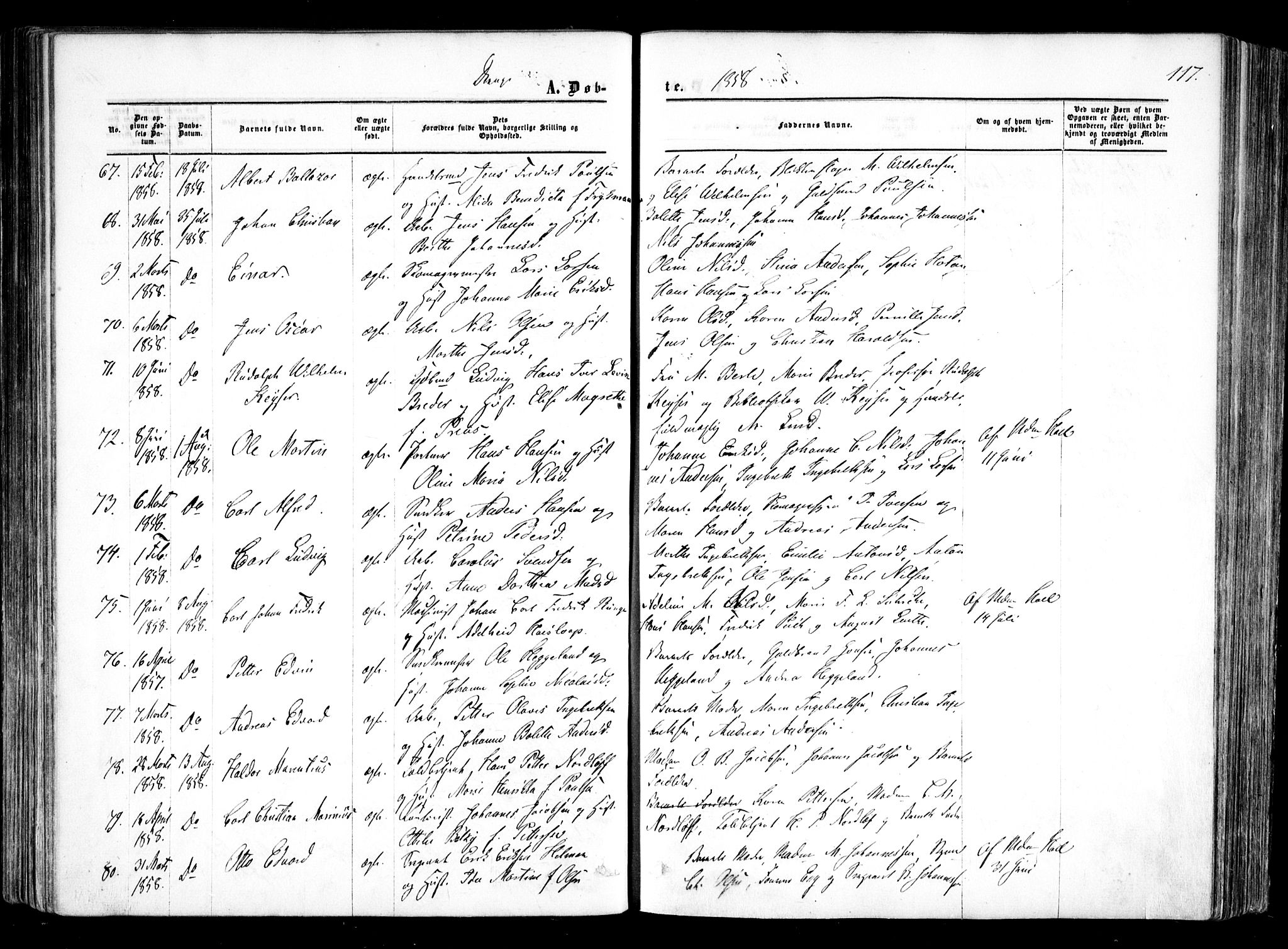 Halden prestekontor Kirkebøker, SAO/A-10909/F/Fa/L0007: Parish register (official) no. I 7, 1857-1865, p. 117