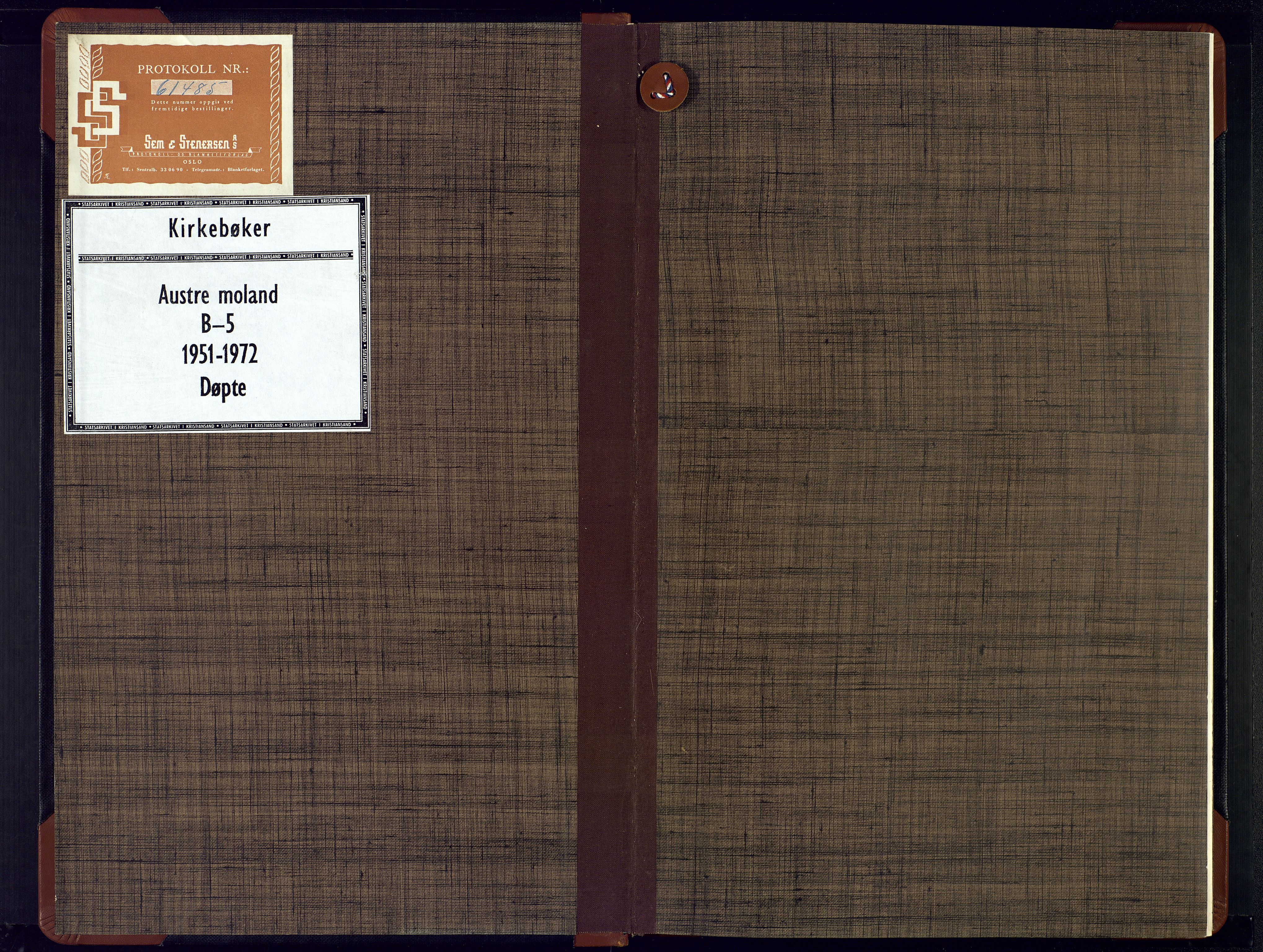 Austre Moland sokneprestkontor, AV/SAK-1111-0001/F/Fb/Fba/L0006: Parish register (copy) no. B-5, 1951-1972