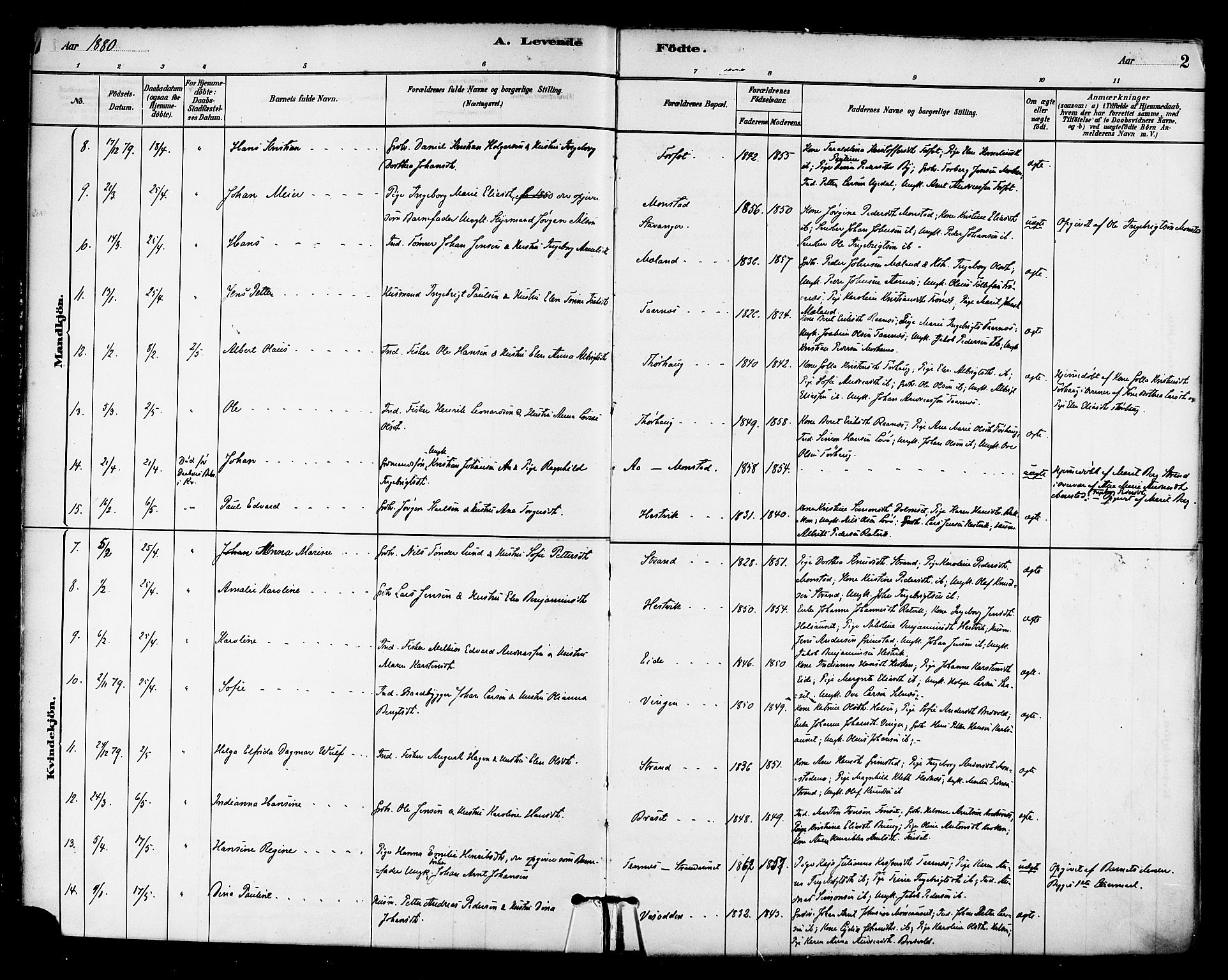 Ministerialprotokoller, klokkerbøker og fødselsregistre - Sør-Trøndelag, SAT/A-1456/655/L0680: Parish register (official) no. 655A09, 1880-1894, p. 2