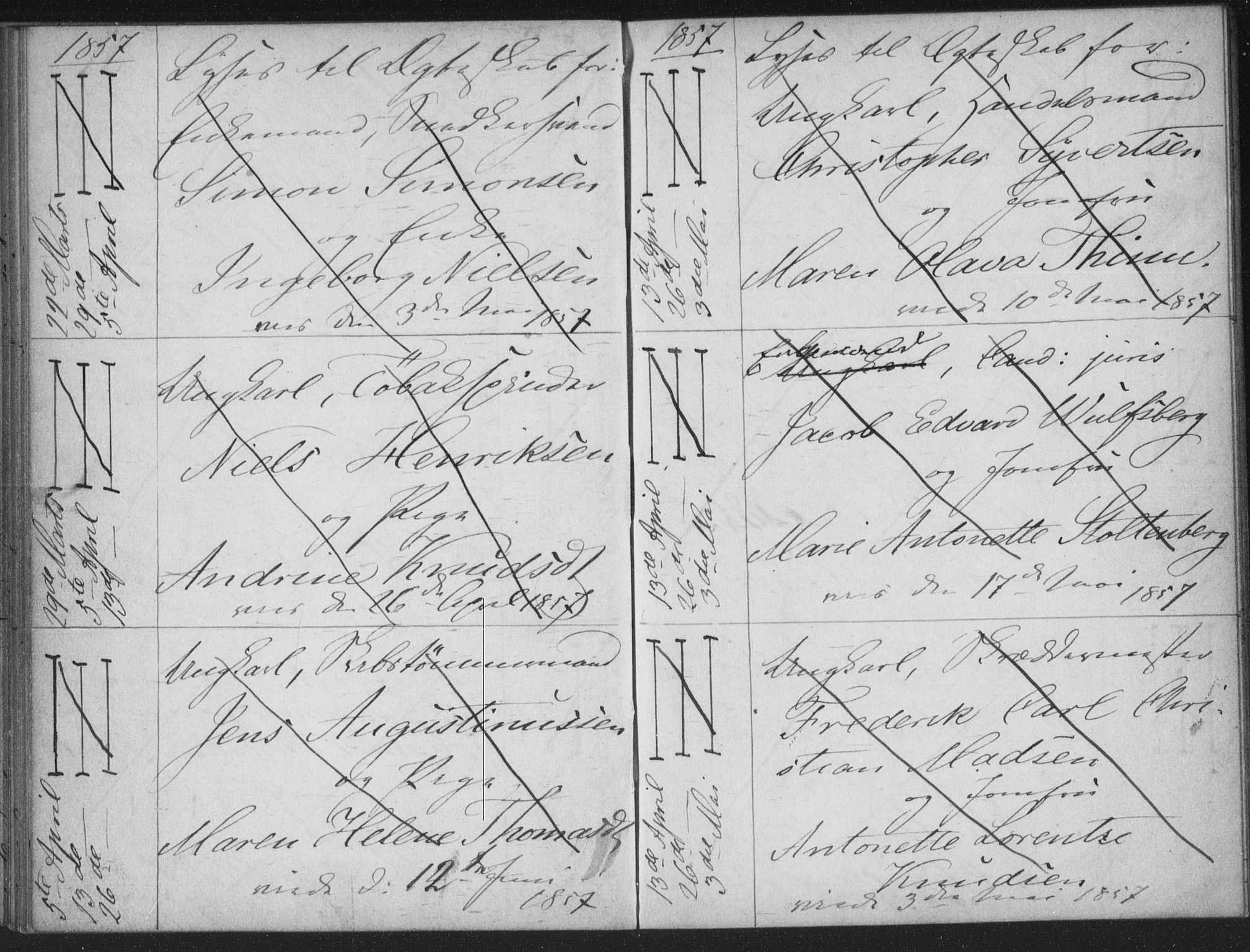 Bragernes kirkebøker, AV/SAKO-A-6/H/Ha/L0003: Banns register no. 3, 1854-1859