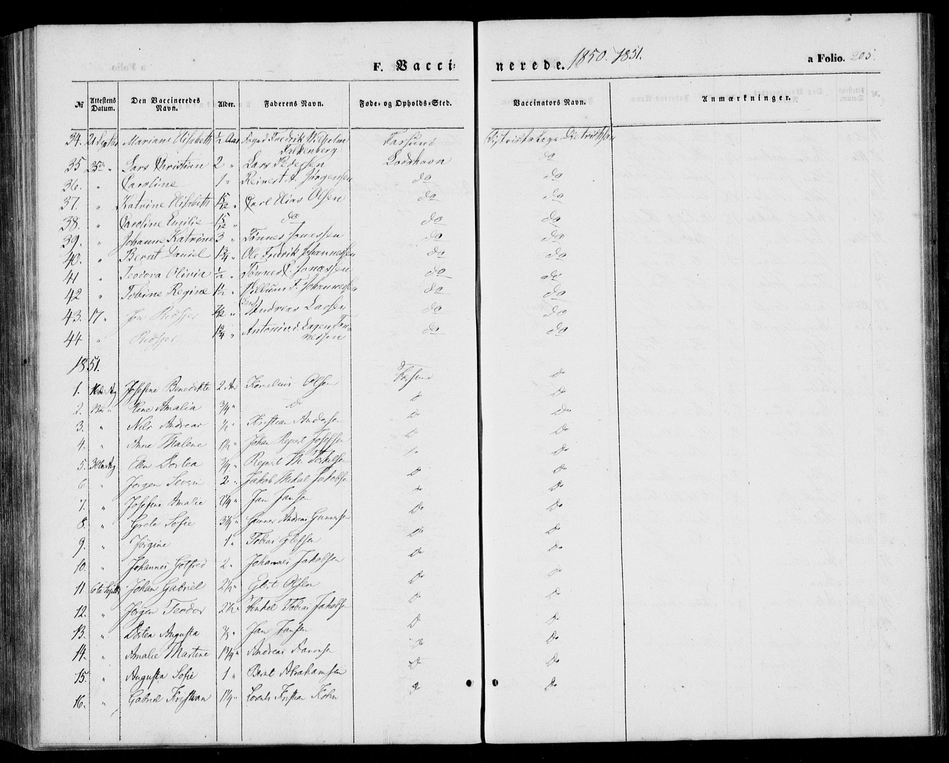 Farsund sokneprestkontor, AV/SAK-1111-0009/F/Fa/L0004: Parish register (official) no. A 4, 1847-1863, p. 205