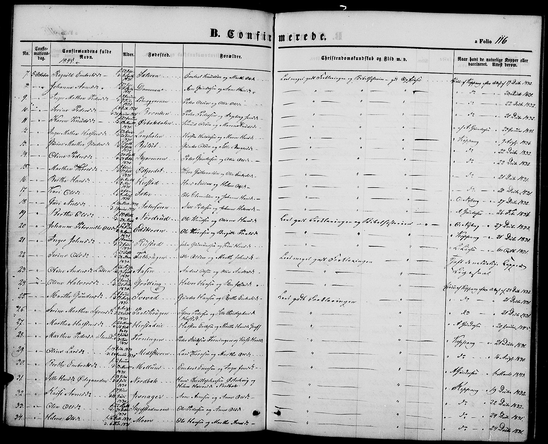 Elverum prestekontor, SAH/PREST-044/H/Ha/Hab/L0002: Parish register (copy) no. 2, 1845-1855, p. 116