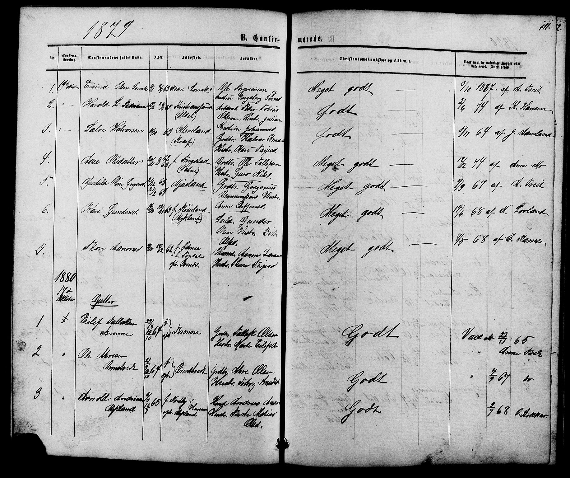 Herefoss sokneprestkontor, AV/SAK-1111-0019/F/Fb/Fbc/L0002: Parish register (copy) no. B 2, 1867-1886, p. 111